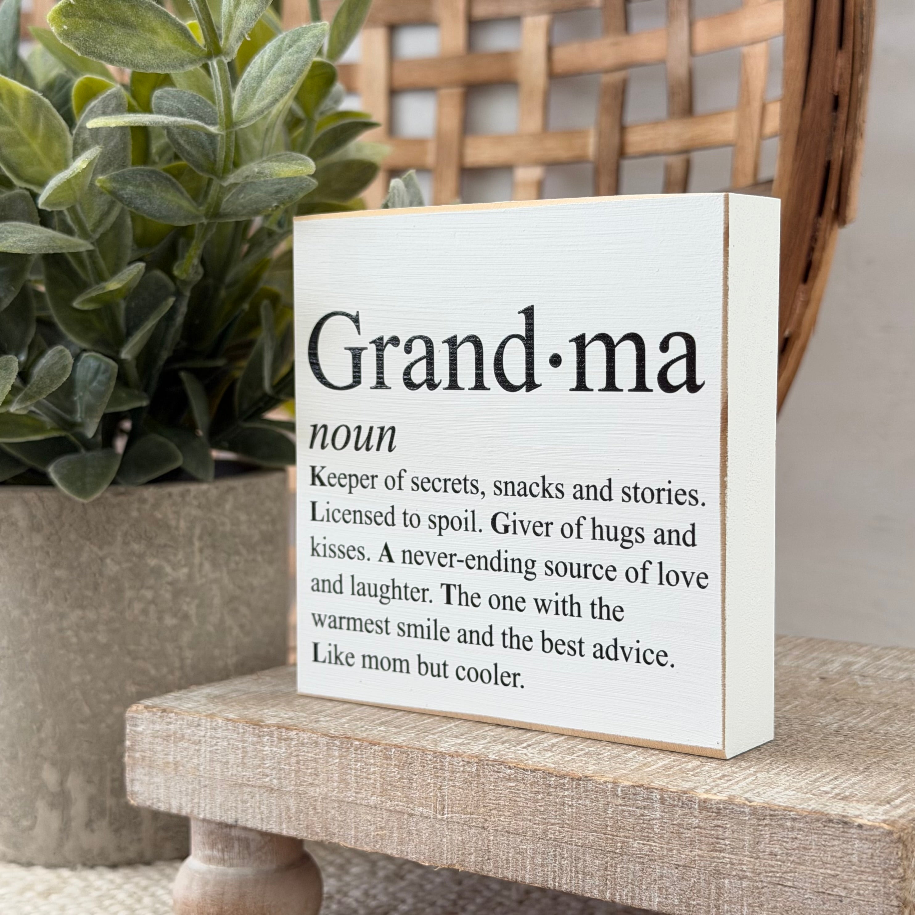 Grandma Definition Wood Block Sign