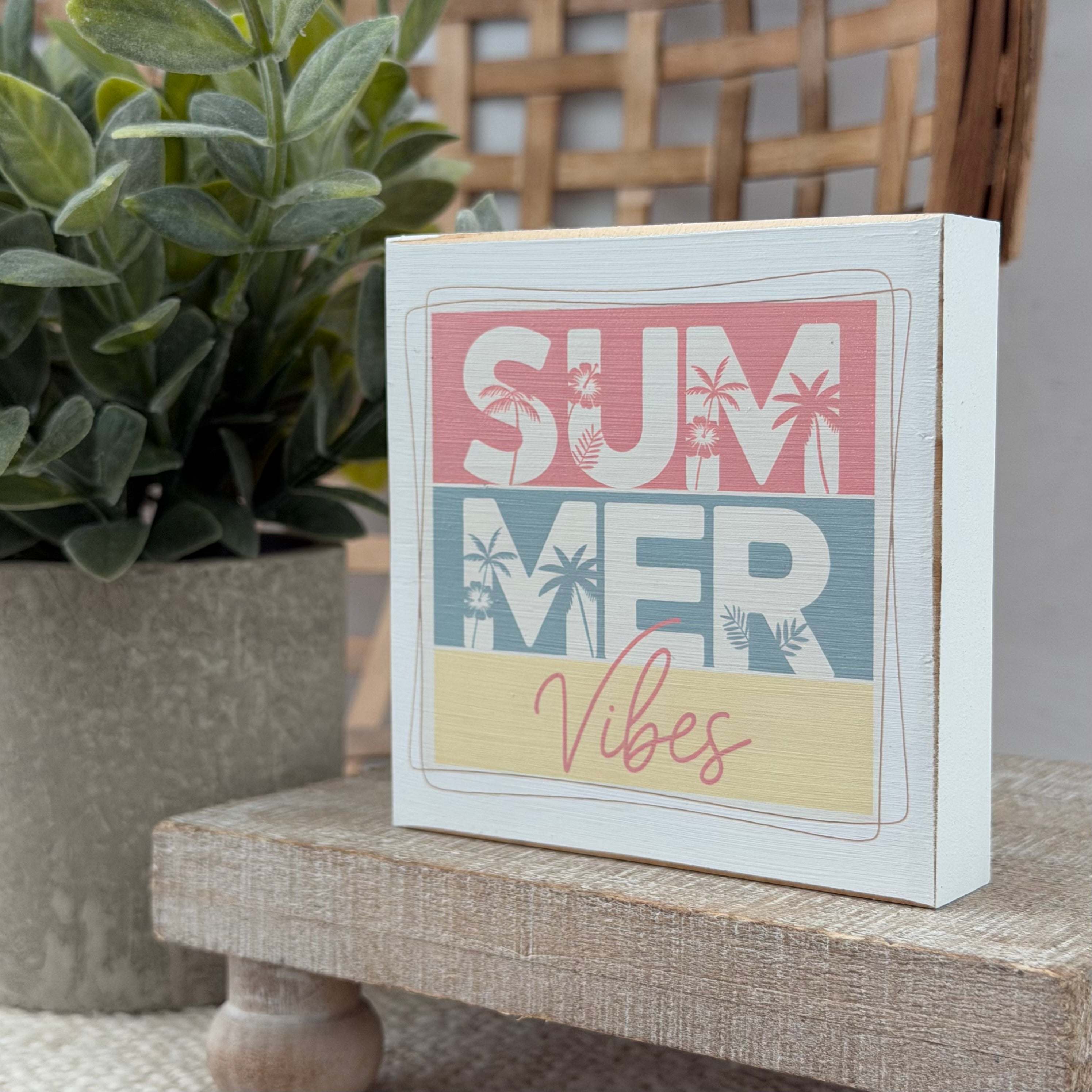 Summer Vibes Wood Block Sign
