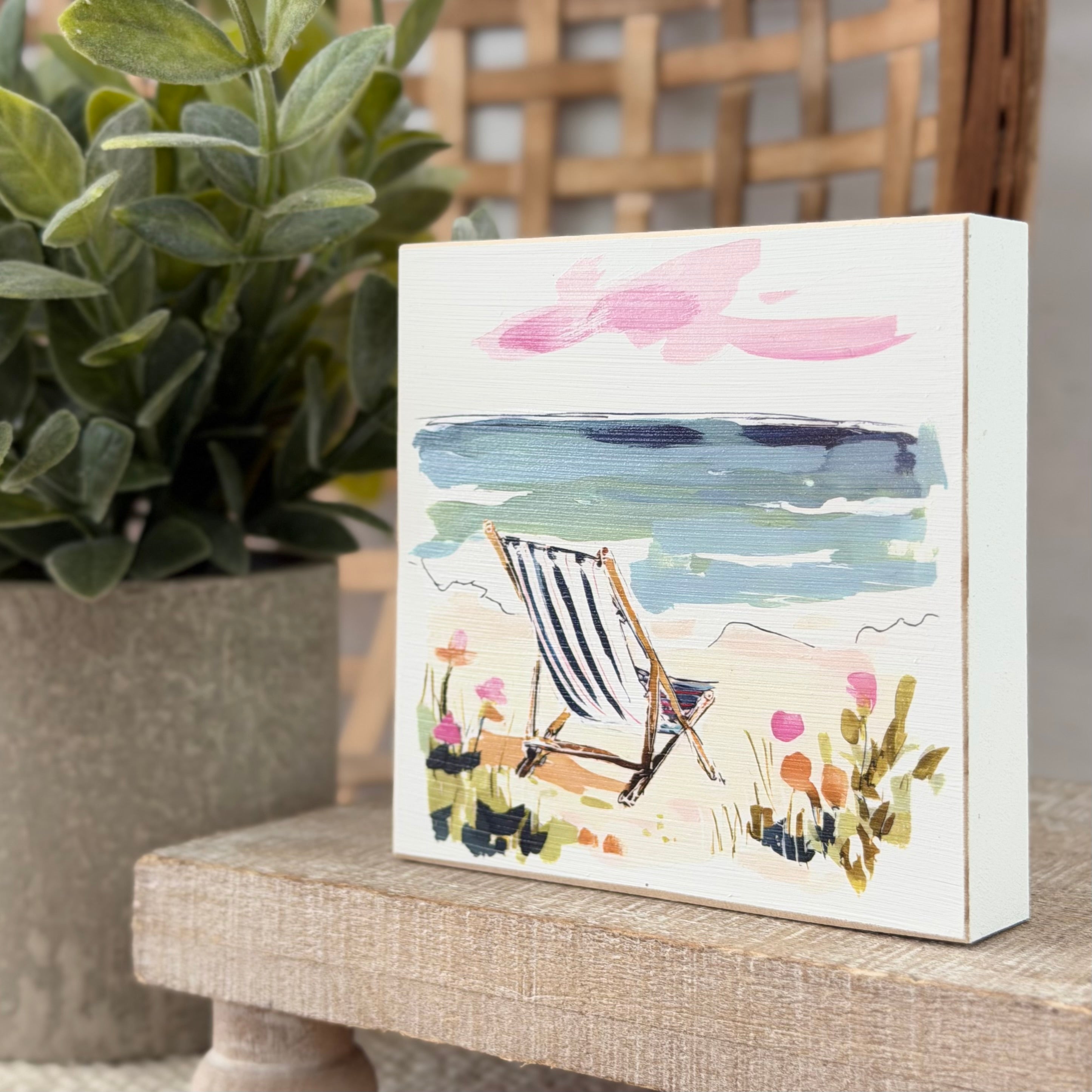 Coastal Beach Wood Block Sign