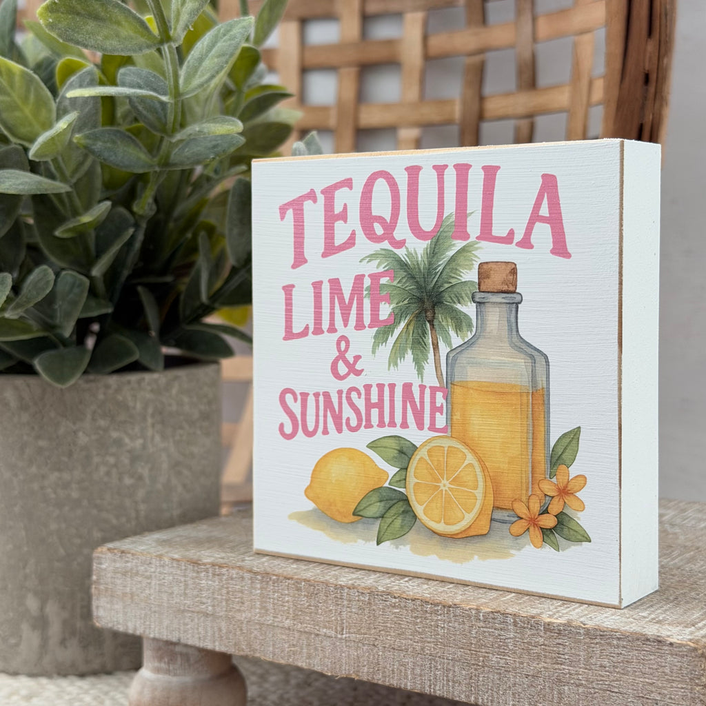 Summer Cocktail Wood Block Sign