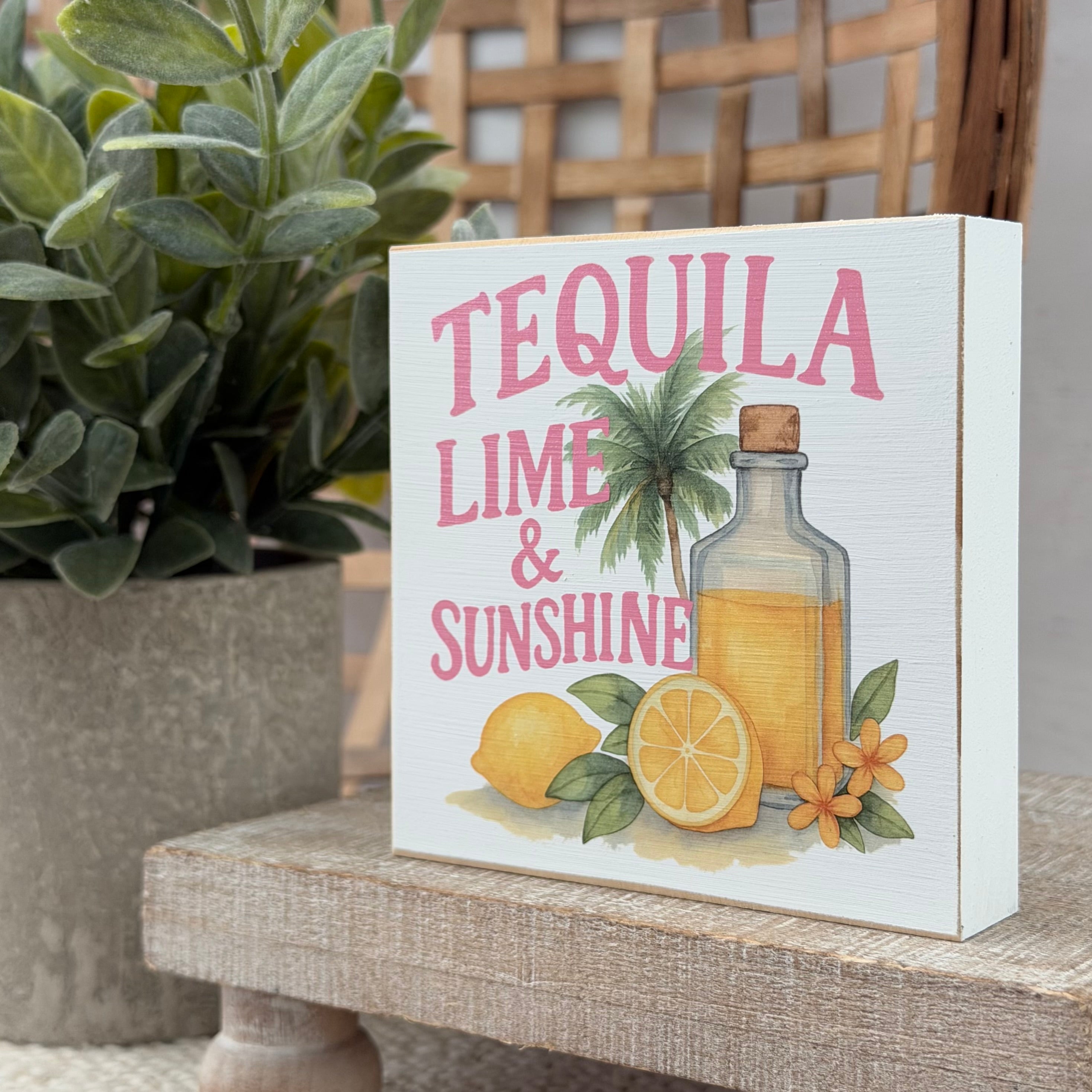 Summer Cocktail Wood Block Sign