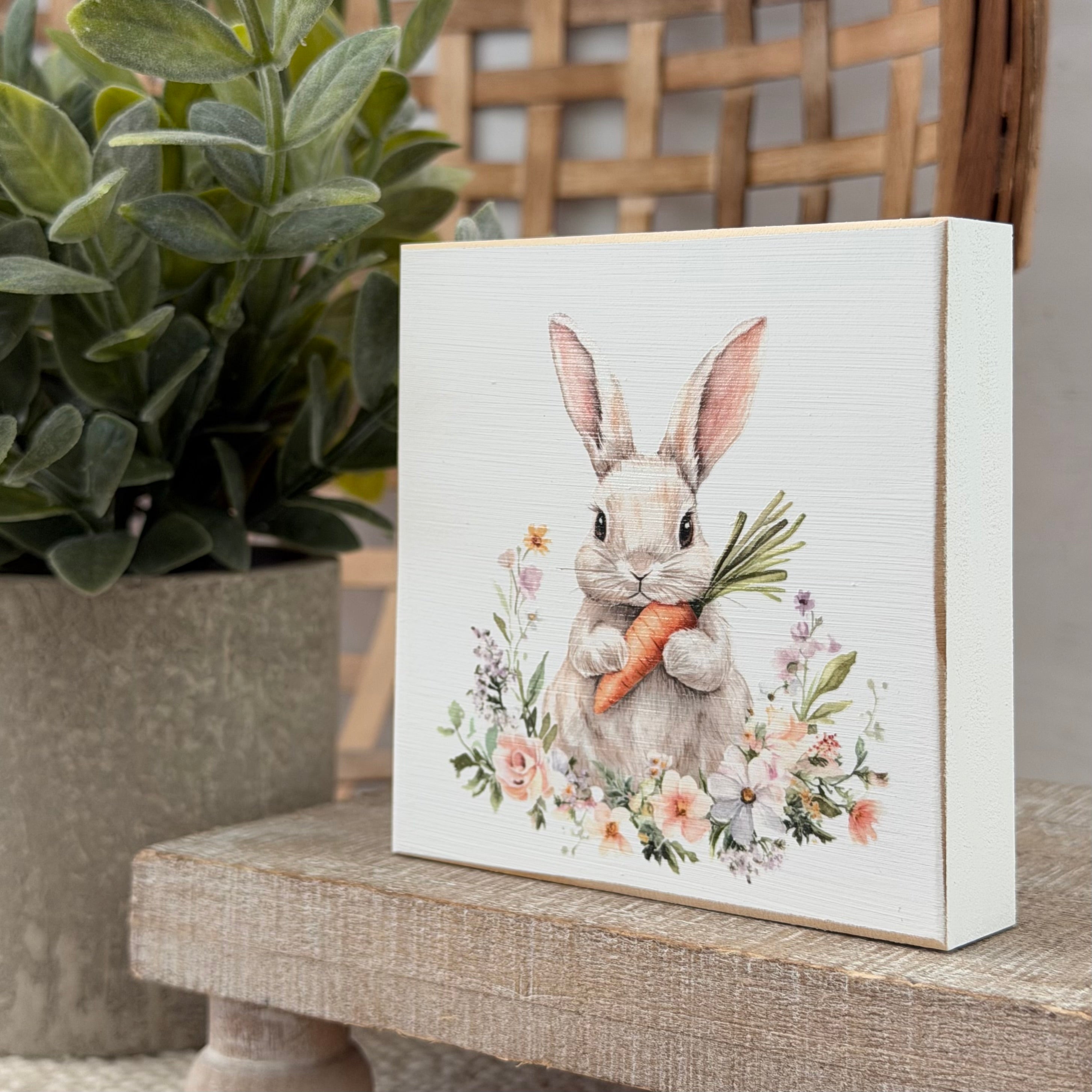 Easter Bunny Wood Block Sign