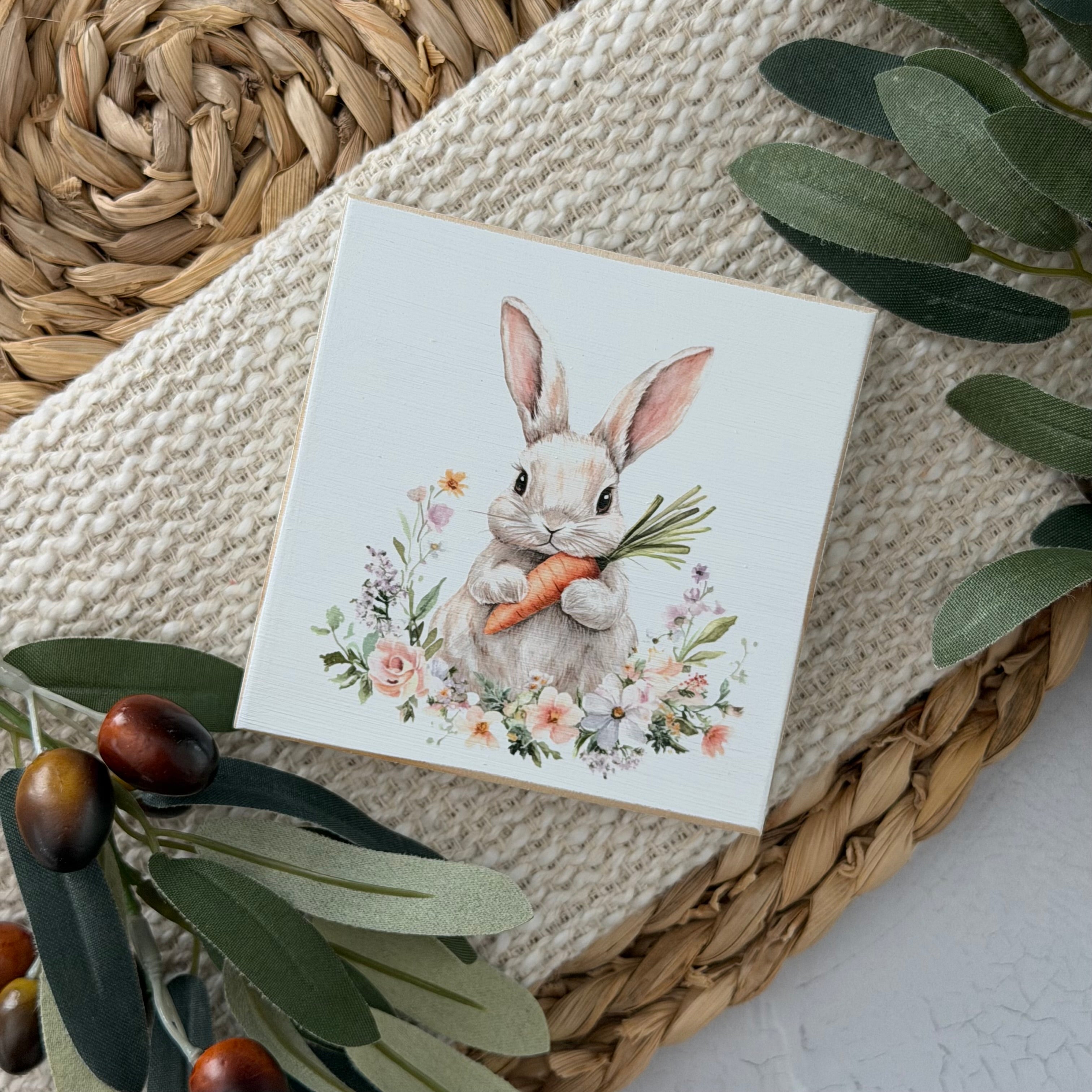 Easter Bunny Wood Block Sign