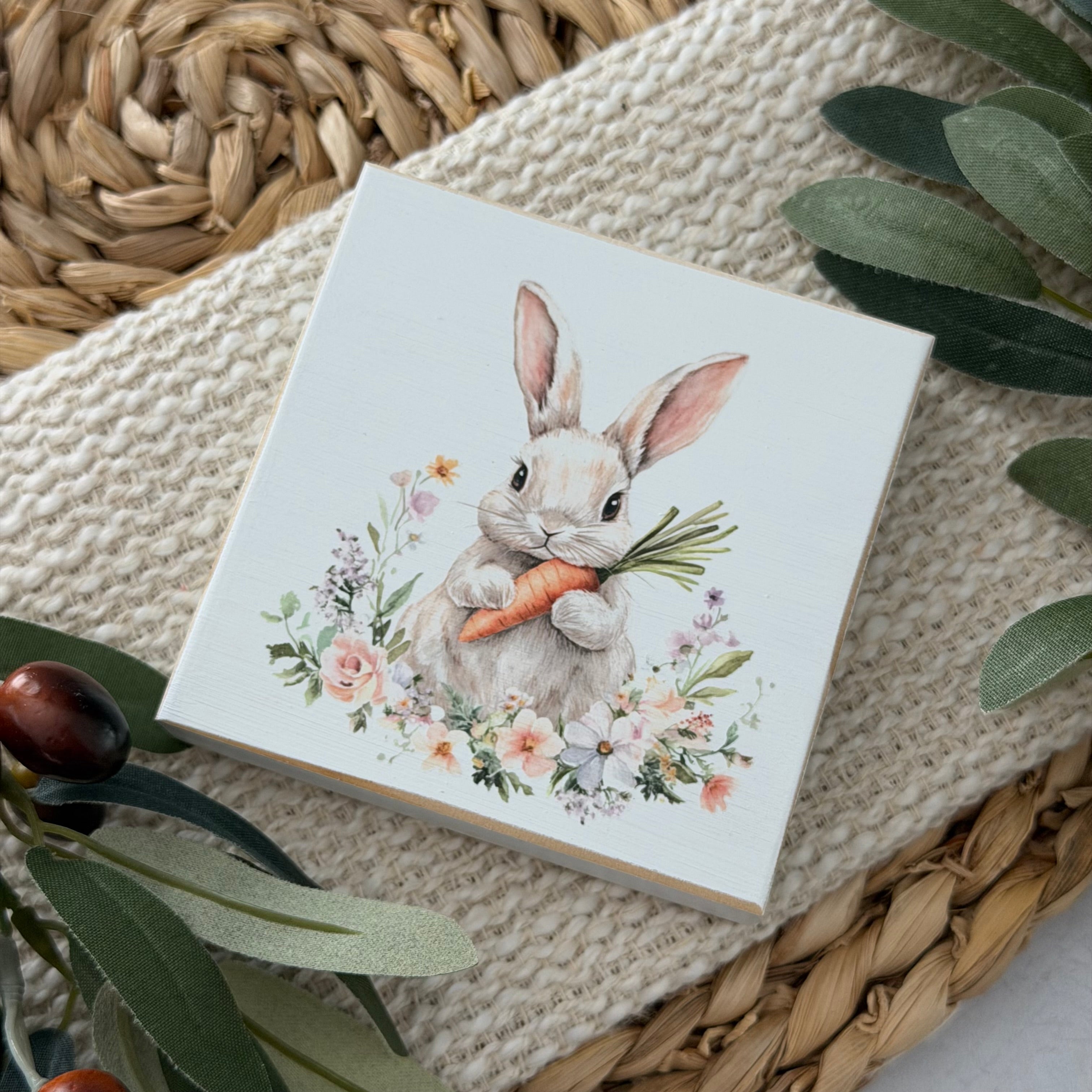 Easter Bunny Wood Block Sign