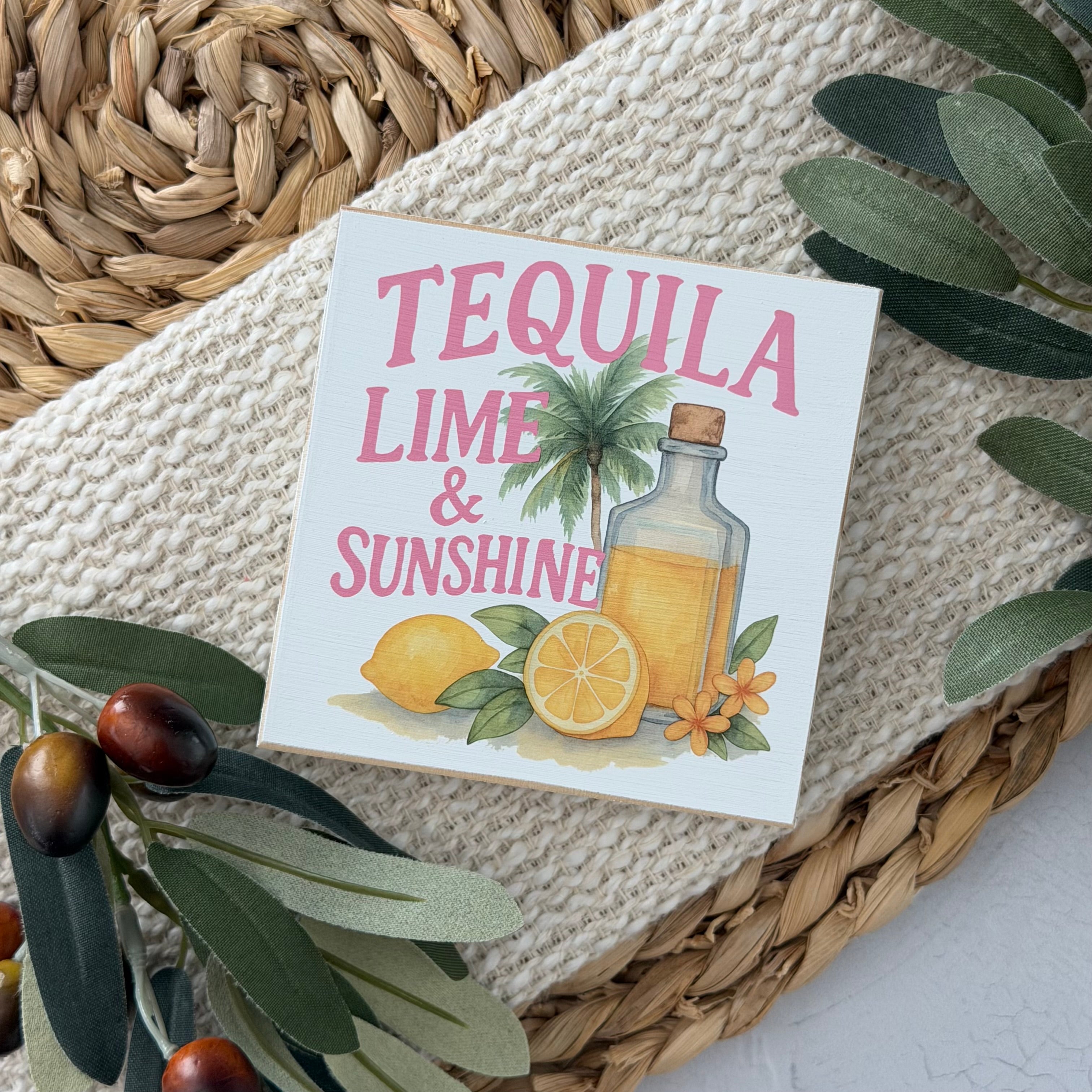 Summer Cocktail Wood Block Sign