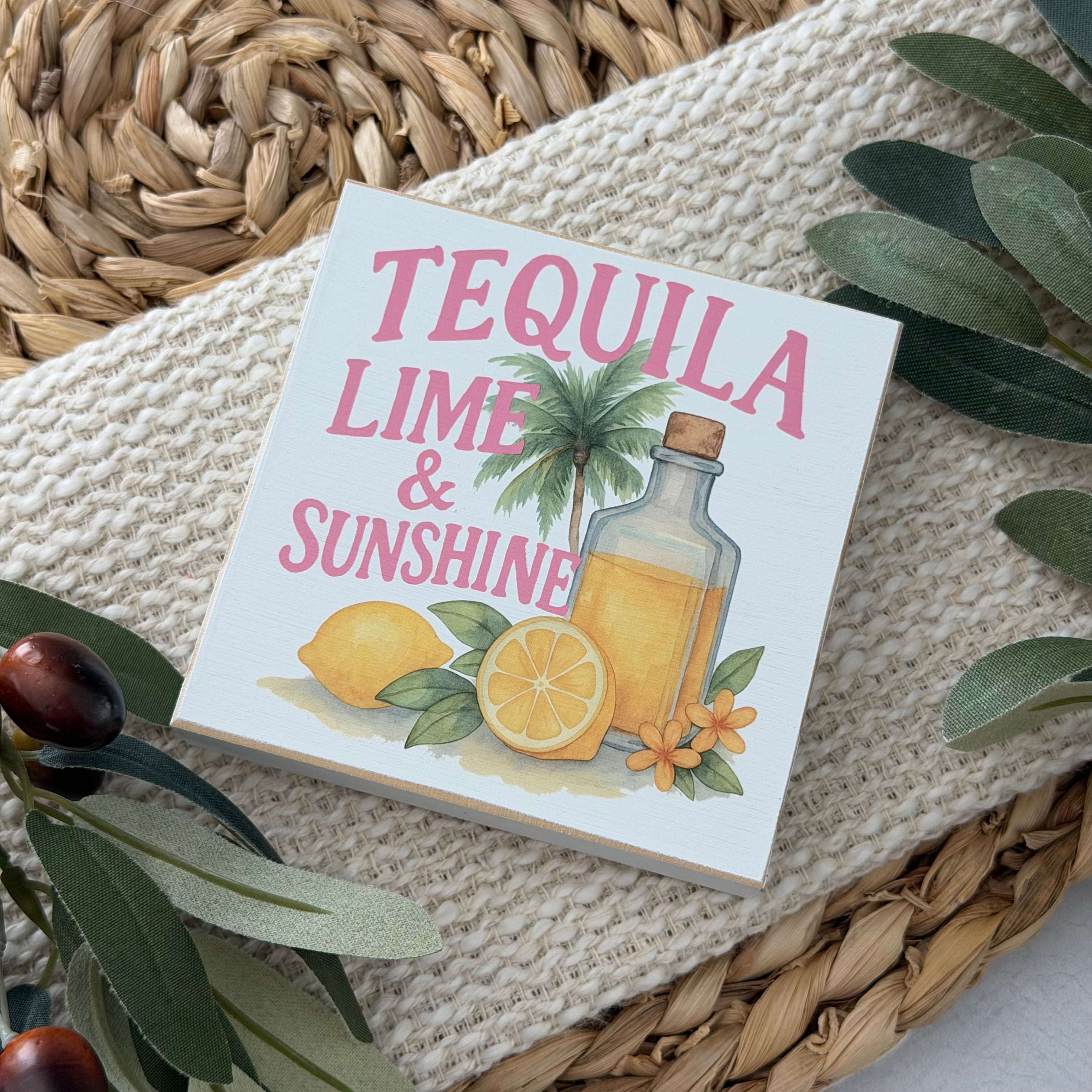 Summer Cocktail Wood Block Sign