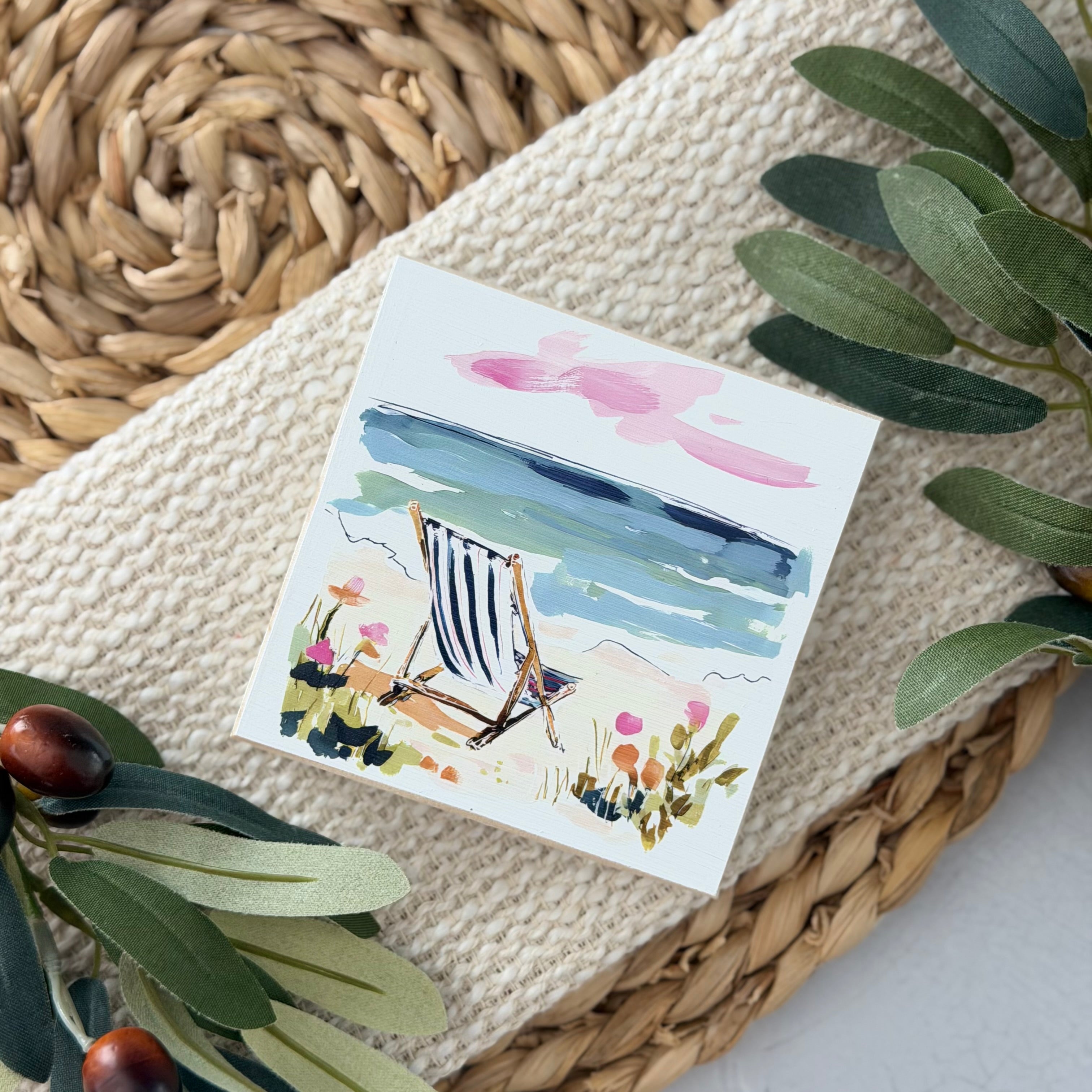 Coastal Beach Wood Block Sign