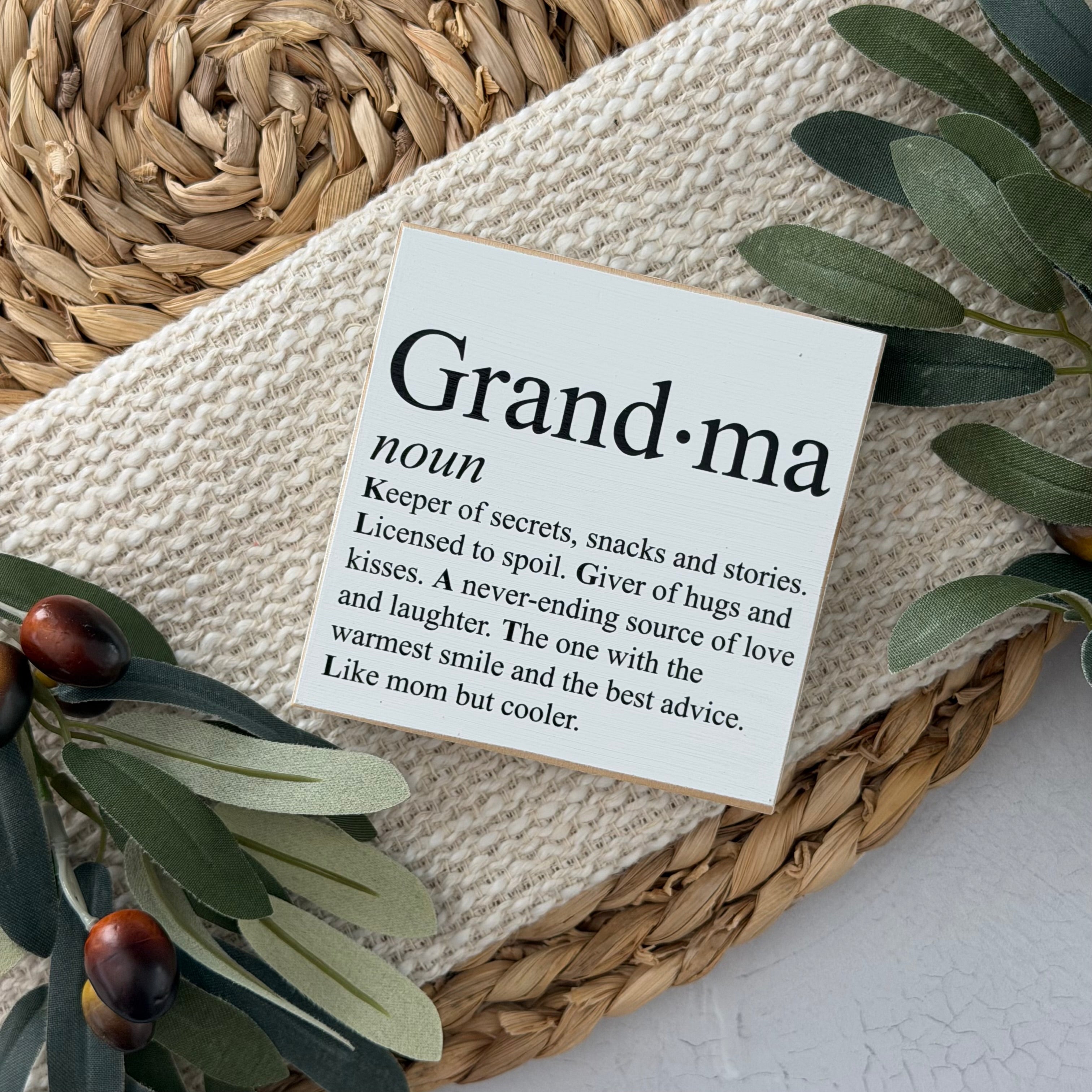Grandma Definition Wood Block Sign