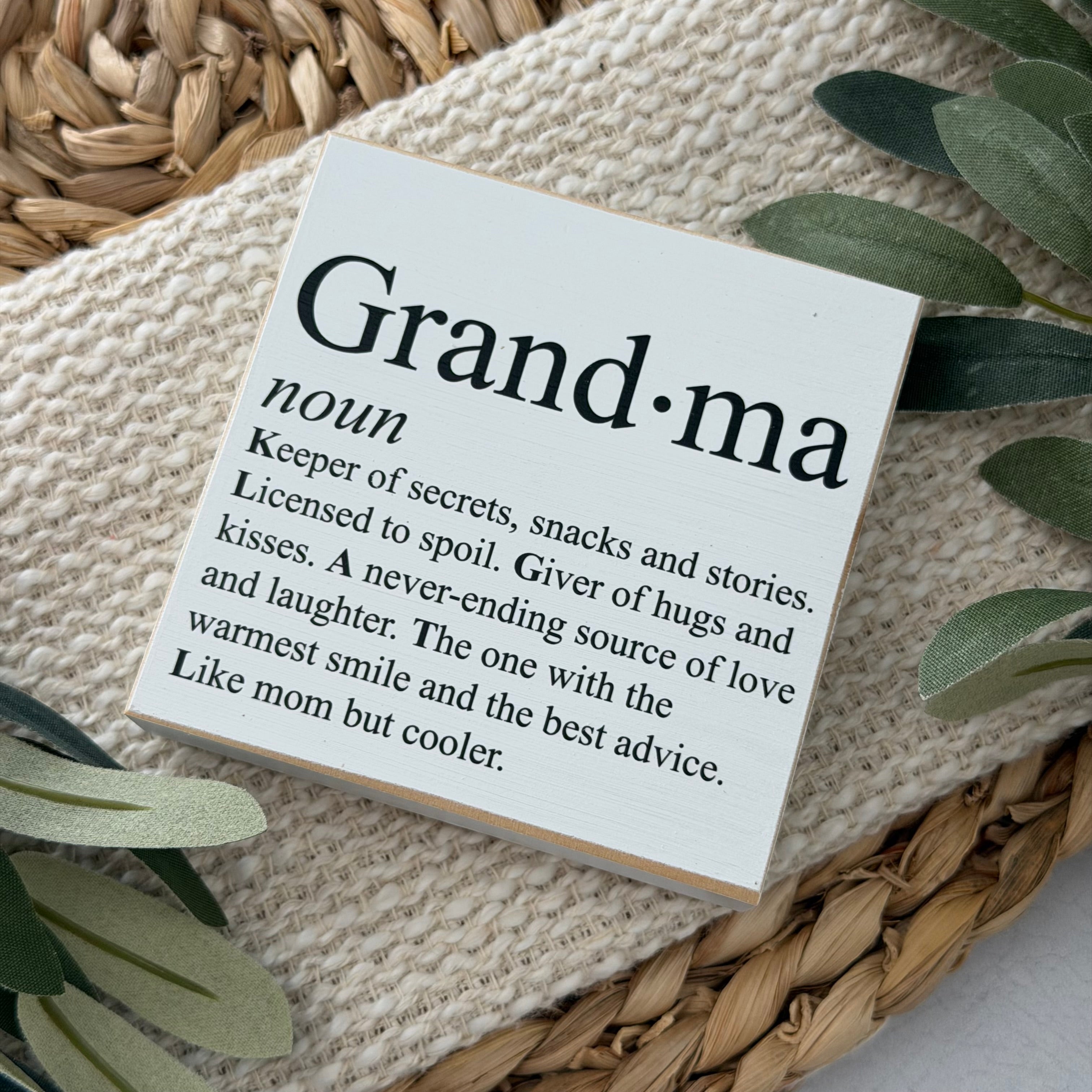 Grandma Definition Wood Block Sign