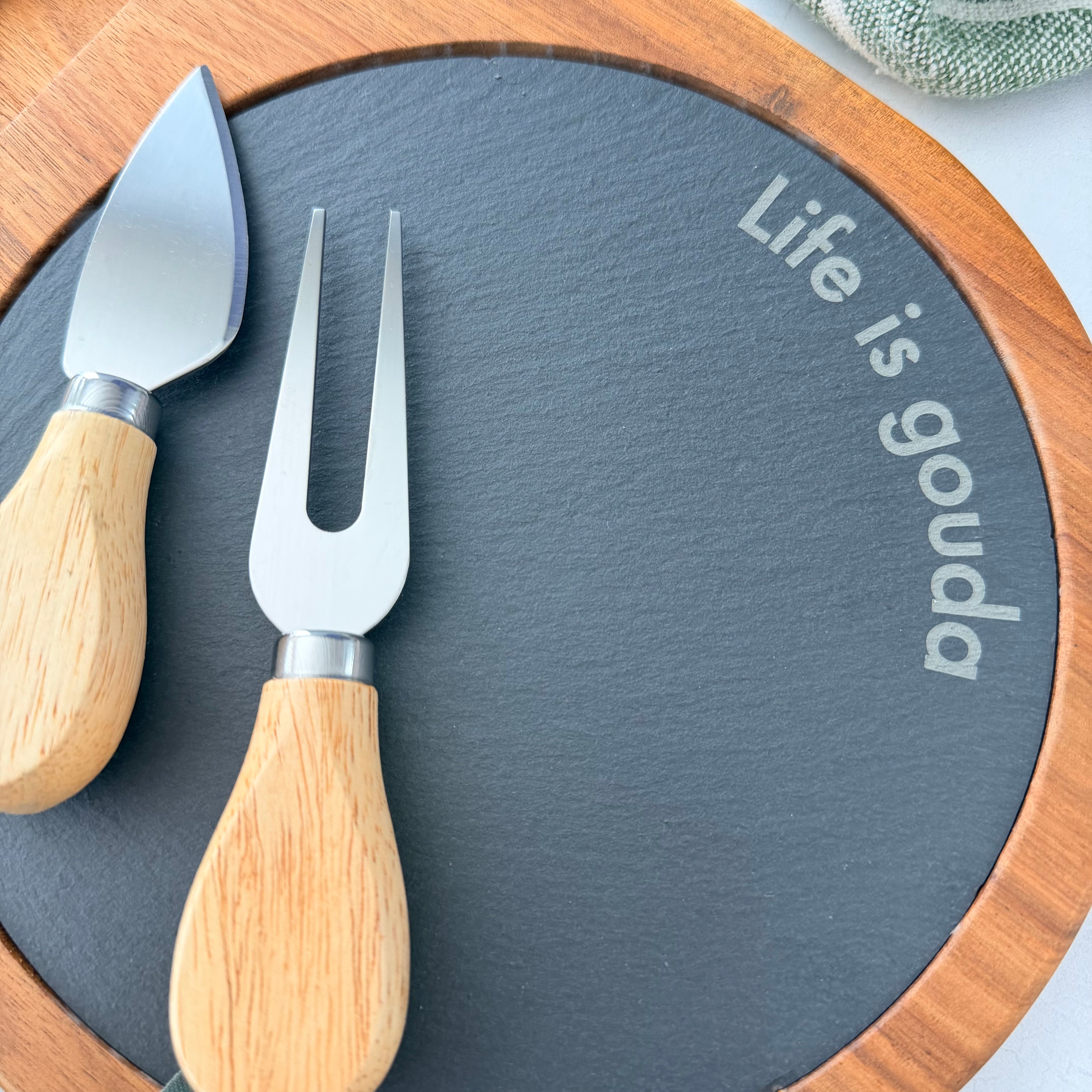 Engraved Acacia Slate Cheese Board Set