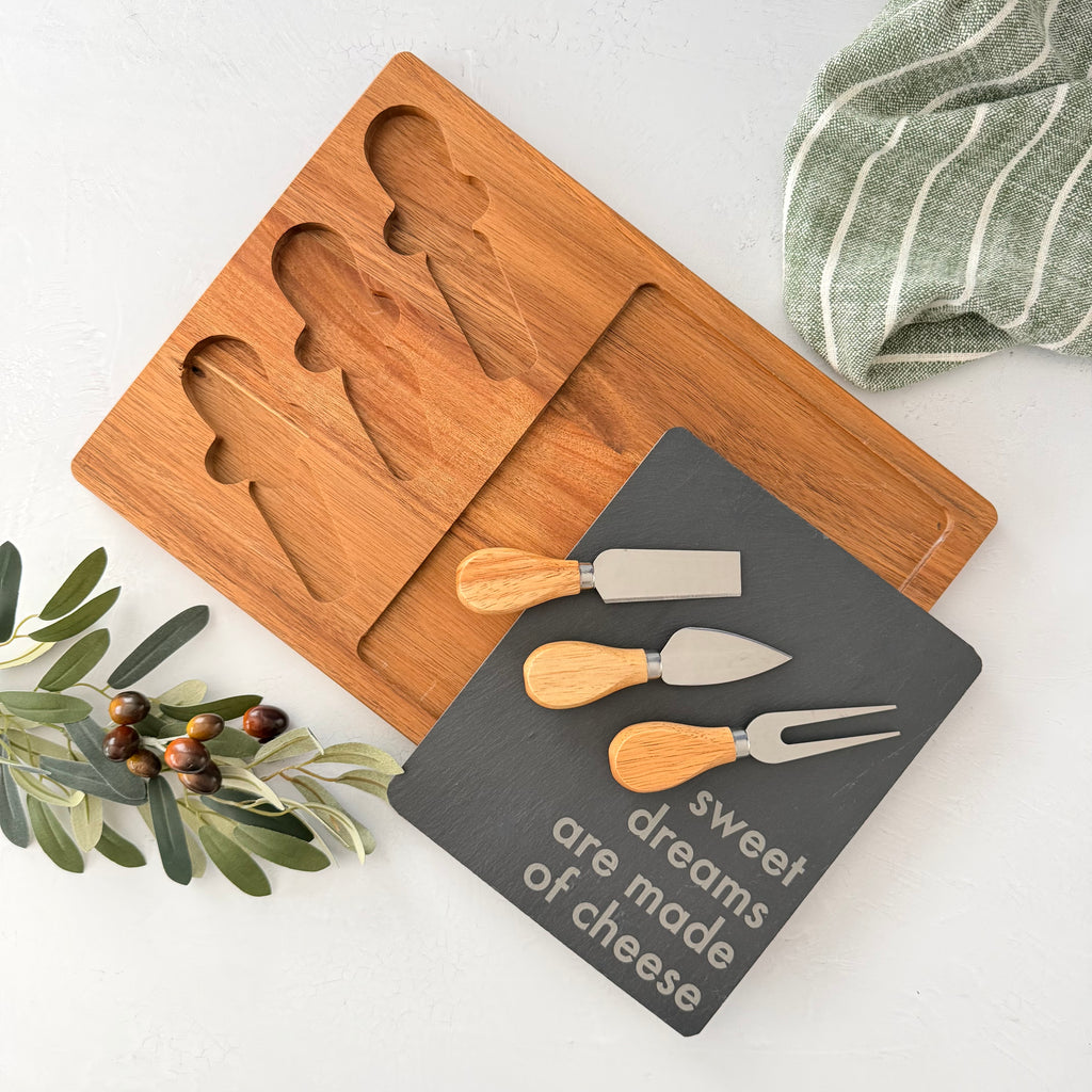 Engraved Acacia Slate Cheese Board Set