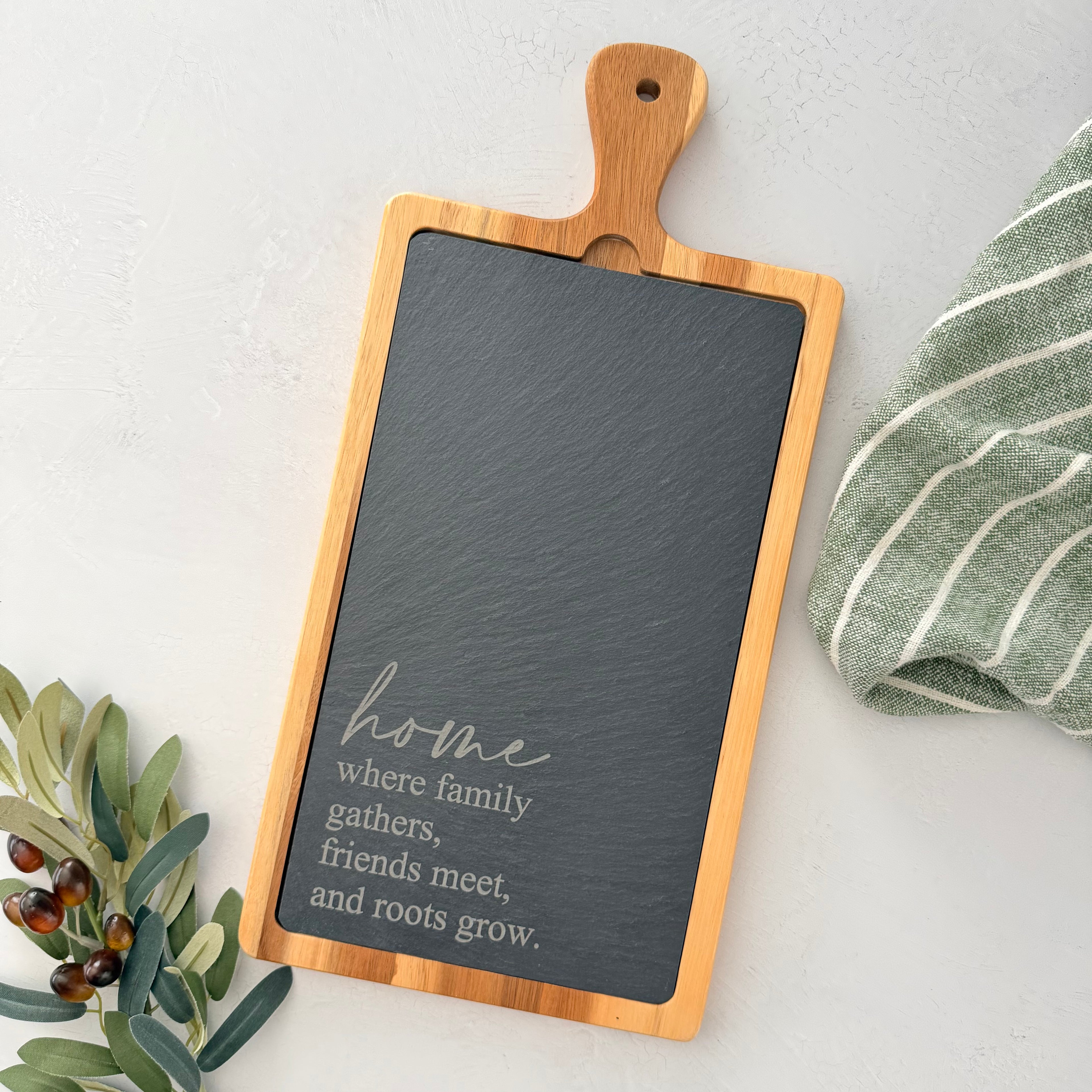 Engraved Acacia Slate Cutting Board