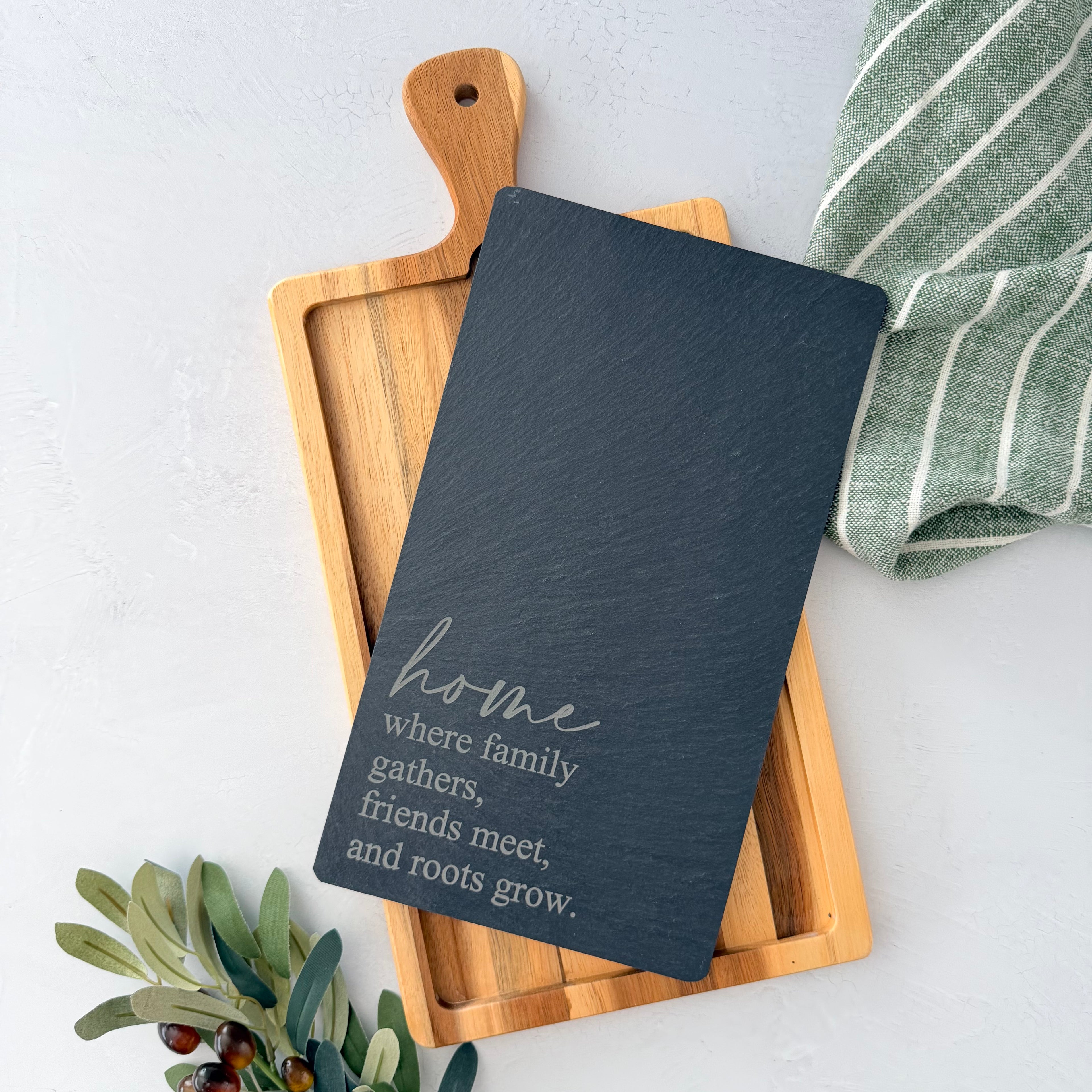 Engraved Acacia Slate Cutting Board