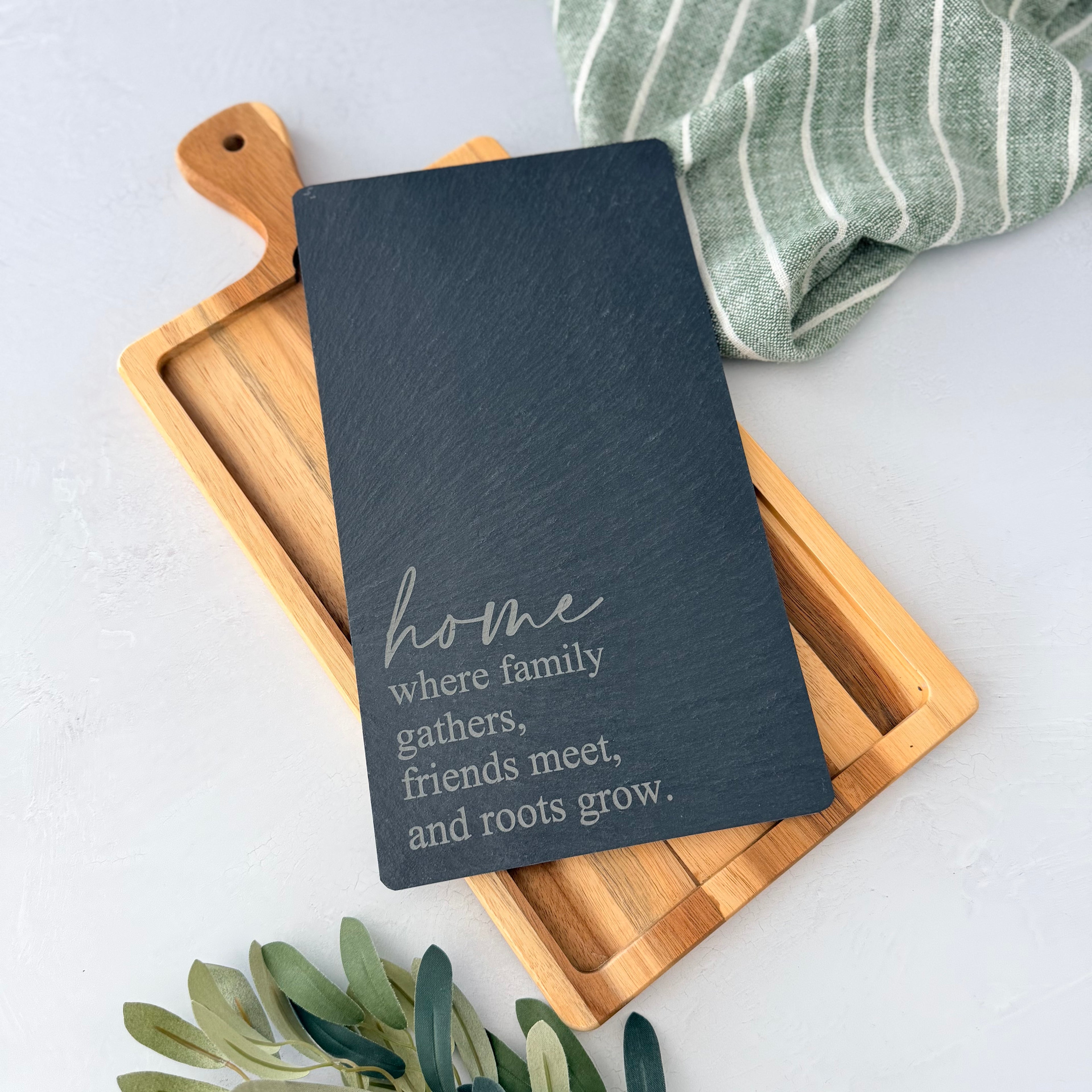 Engraved Acacia Slate Cutting Board