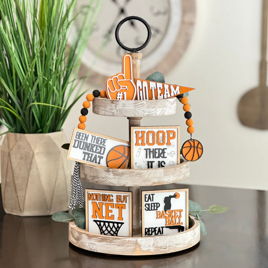 Basketball Themed Tiered Tray Decor Bundle