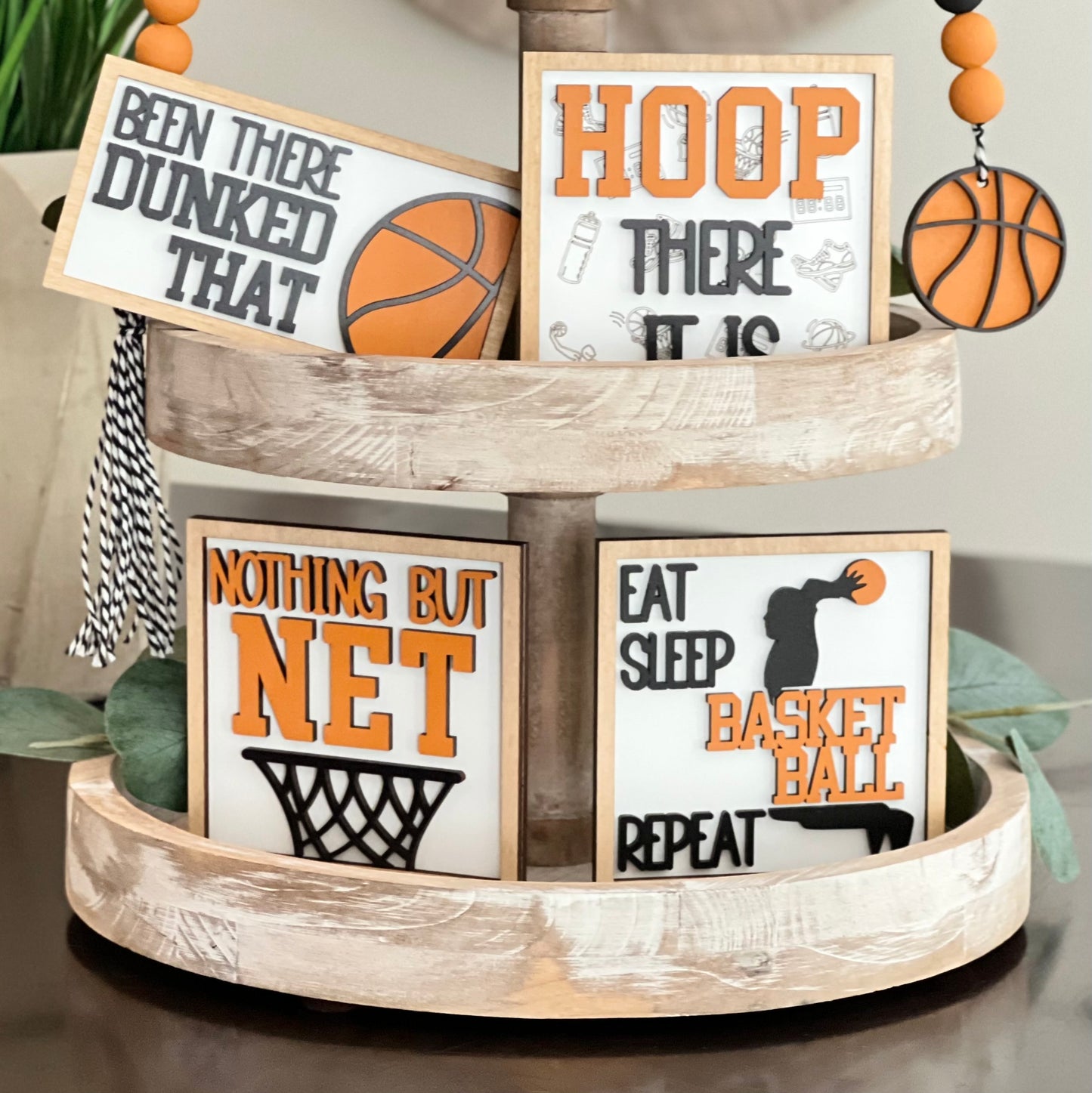 Basketball Themed Tiered Tray Decor Bundle