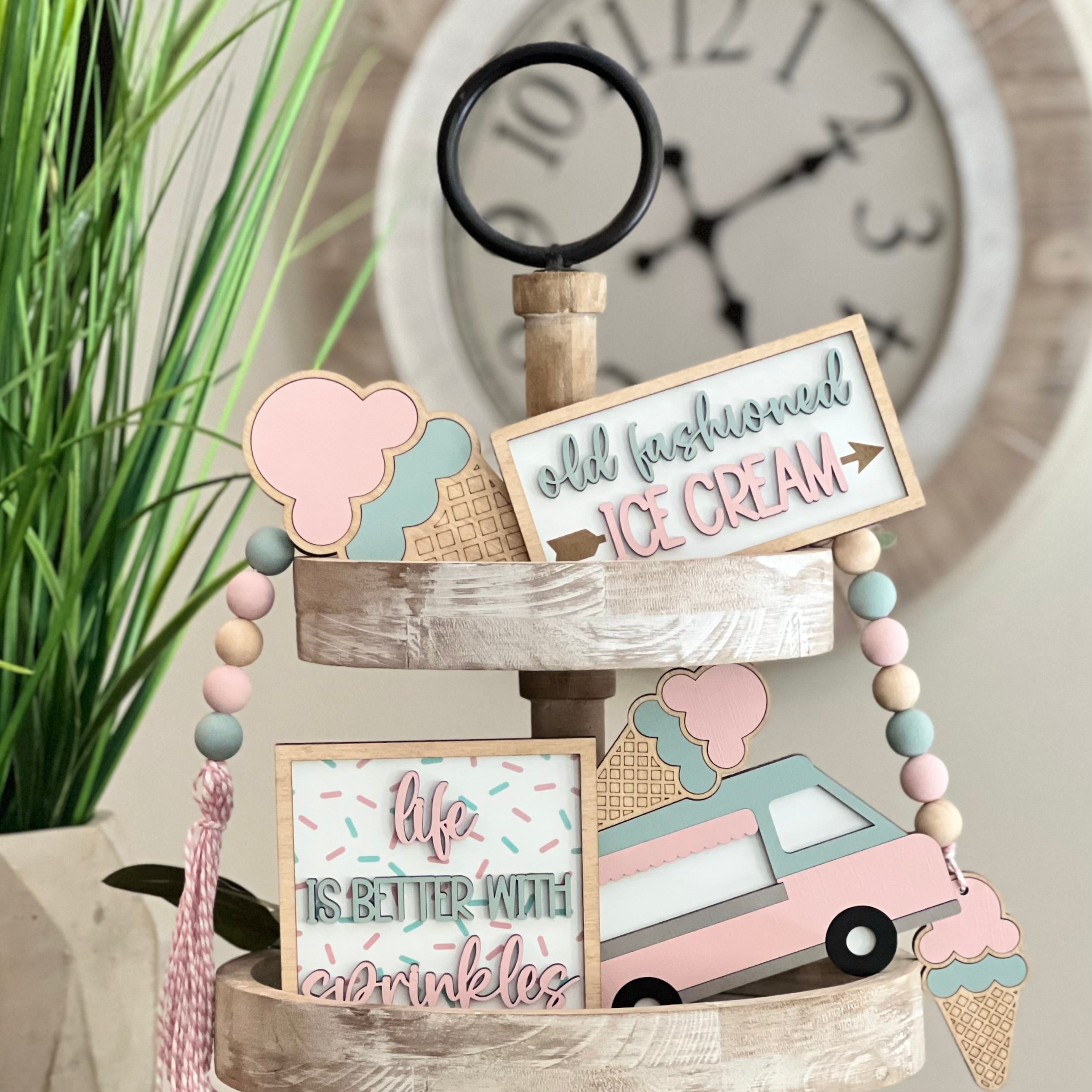 Ice Cream Themed Tiered Tray Decor Bundle