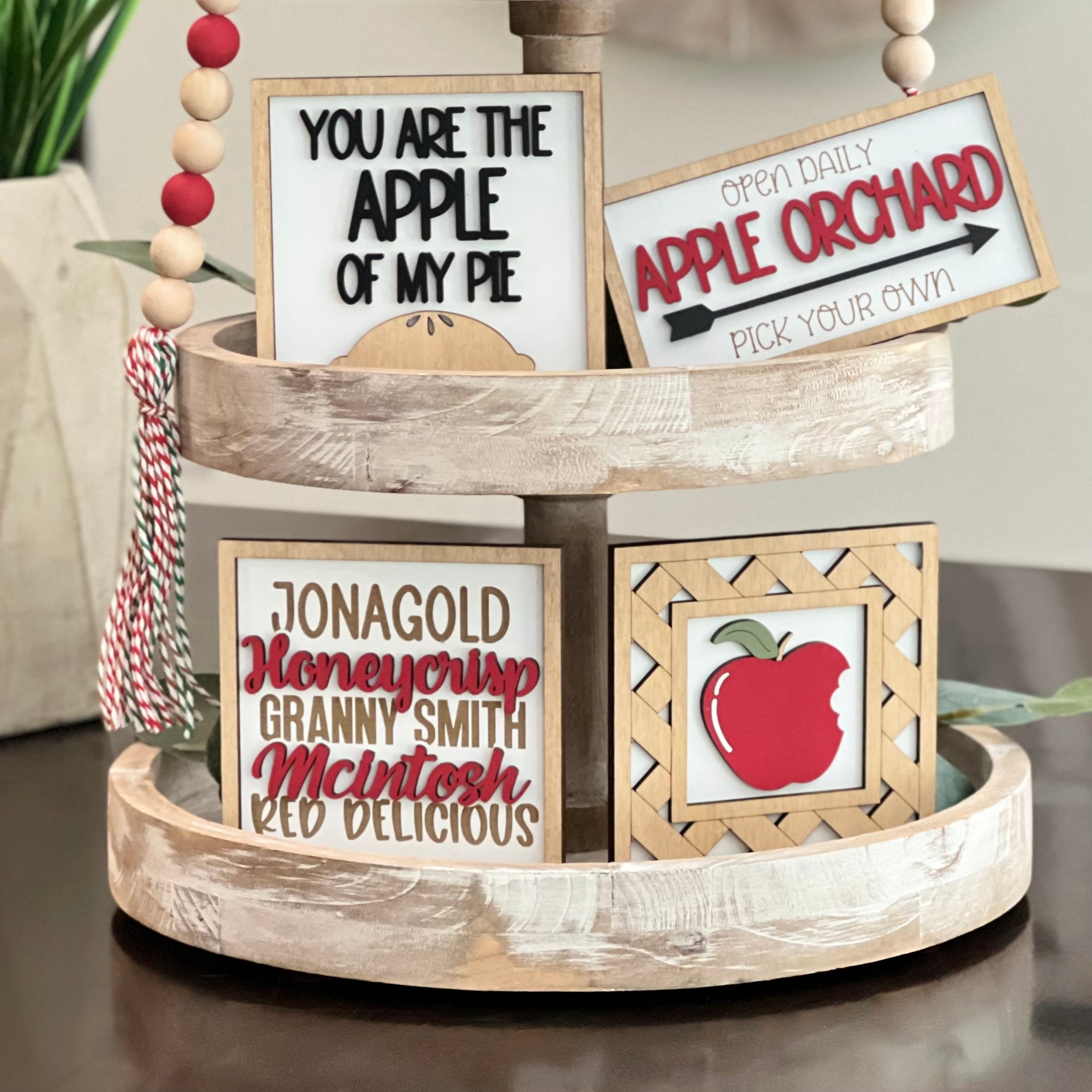 Apple Themed Tiered Tray Decor Bundle