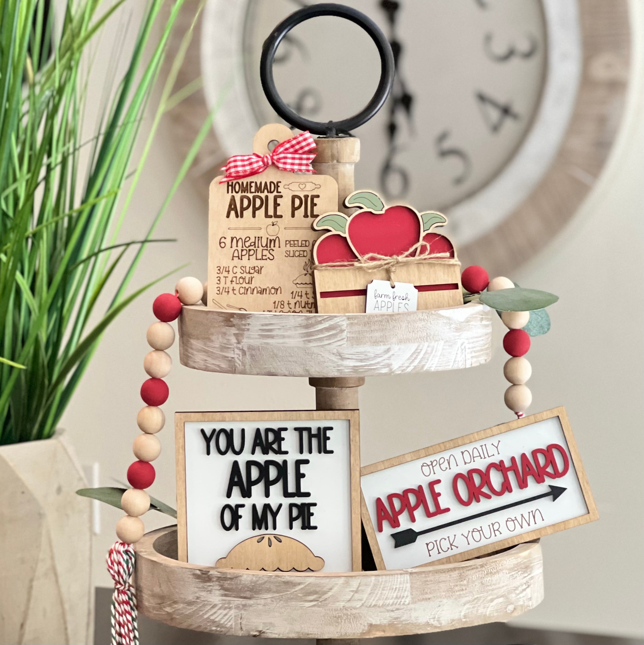 Apple Themed Tiered Tray Decor Bundle