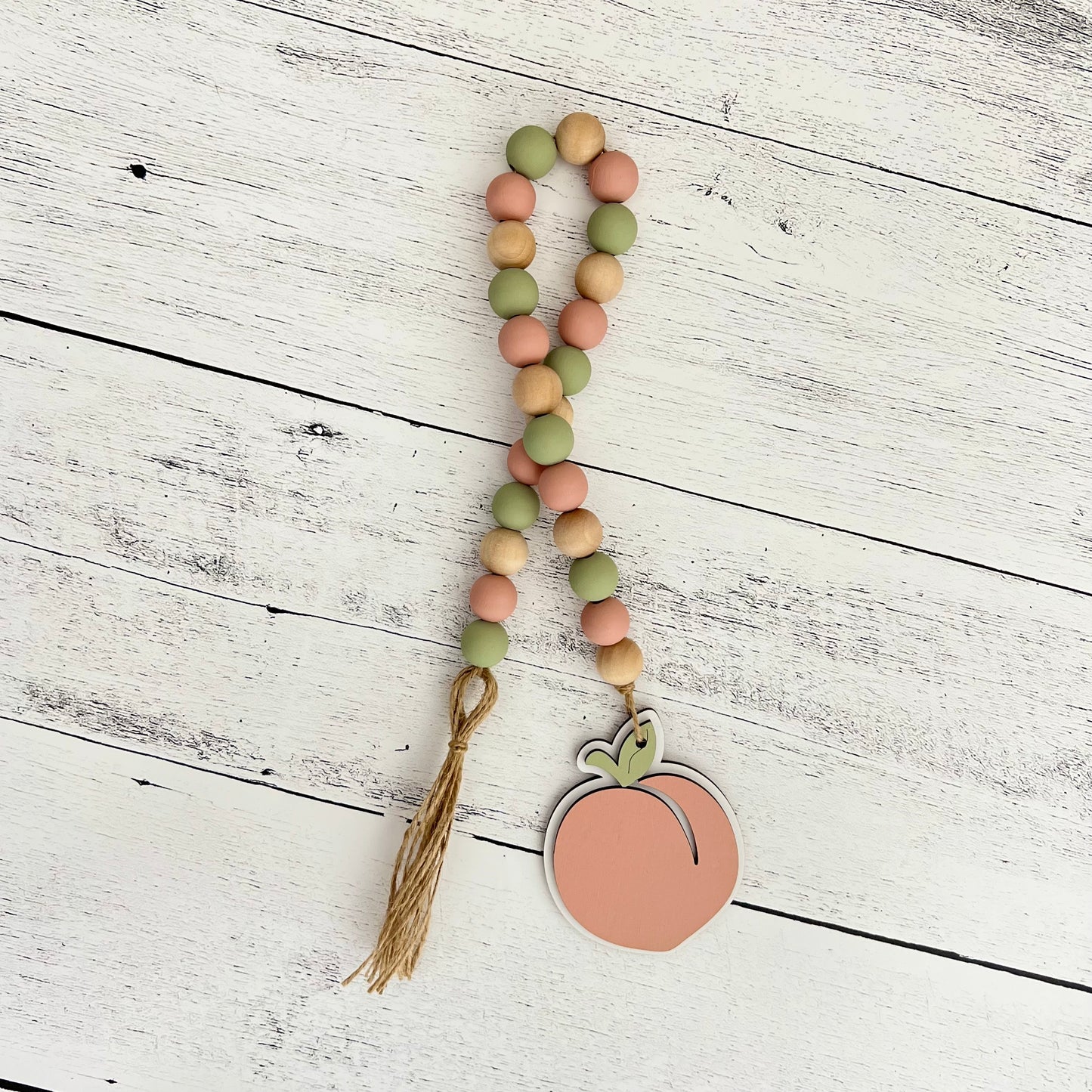 Peach Themed Wooden Bead Garland