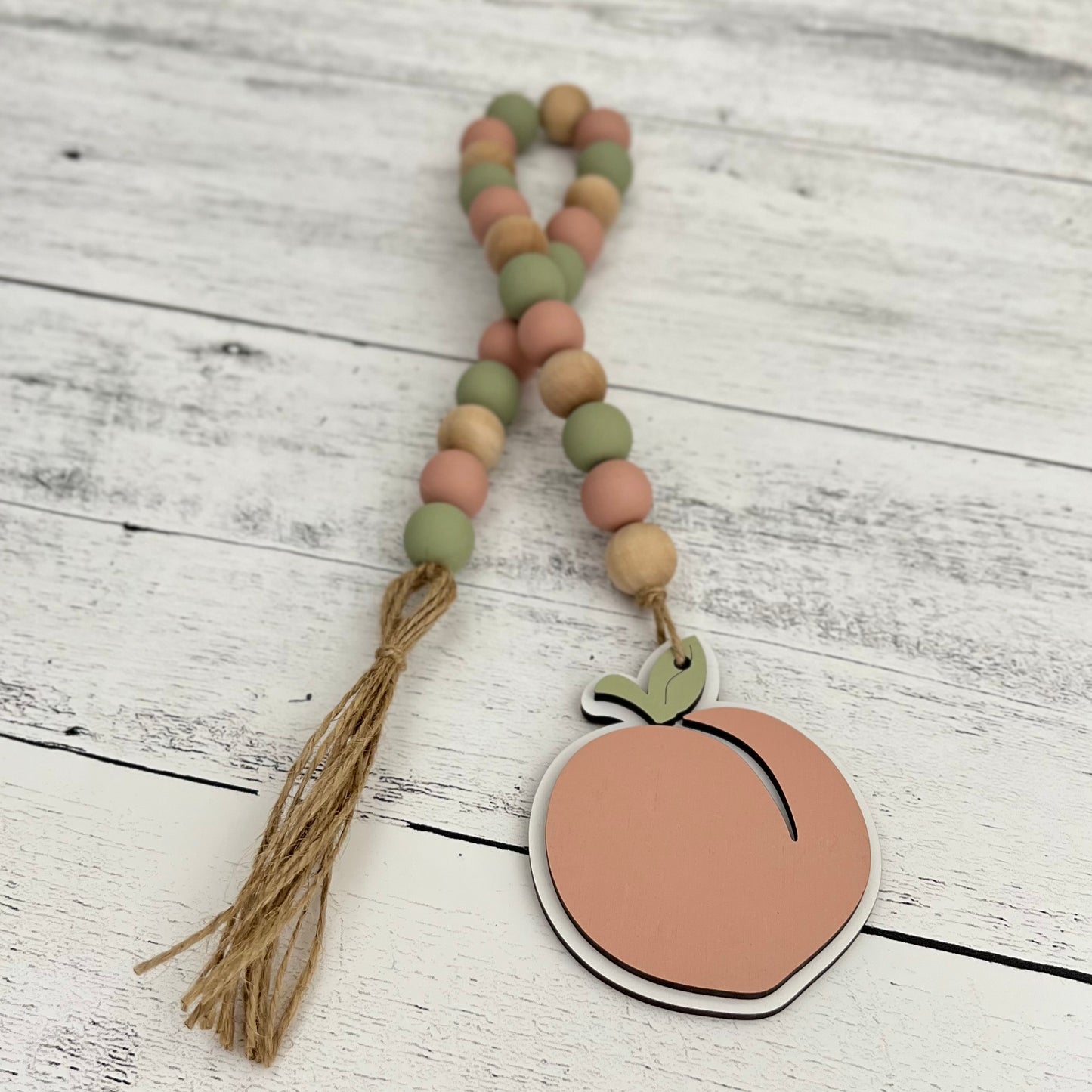 Peach Themed Wooden Bead Garland