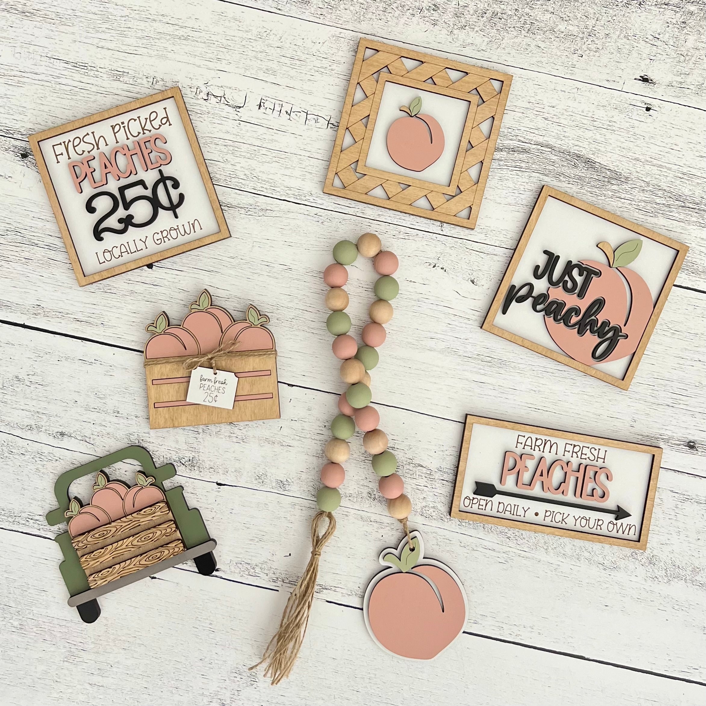 Peach Themed Tiered Tray Decor Bundle