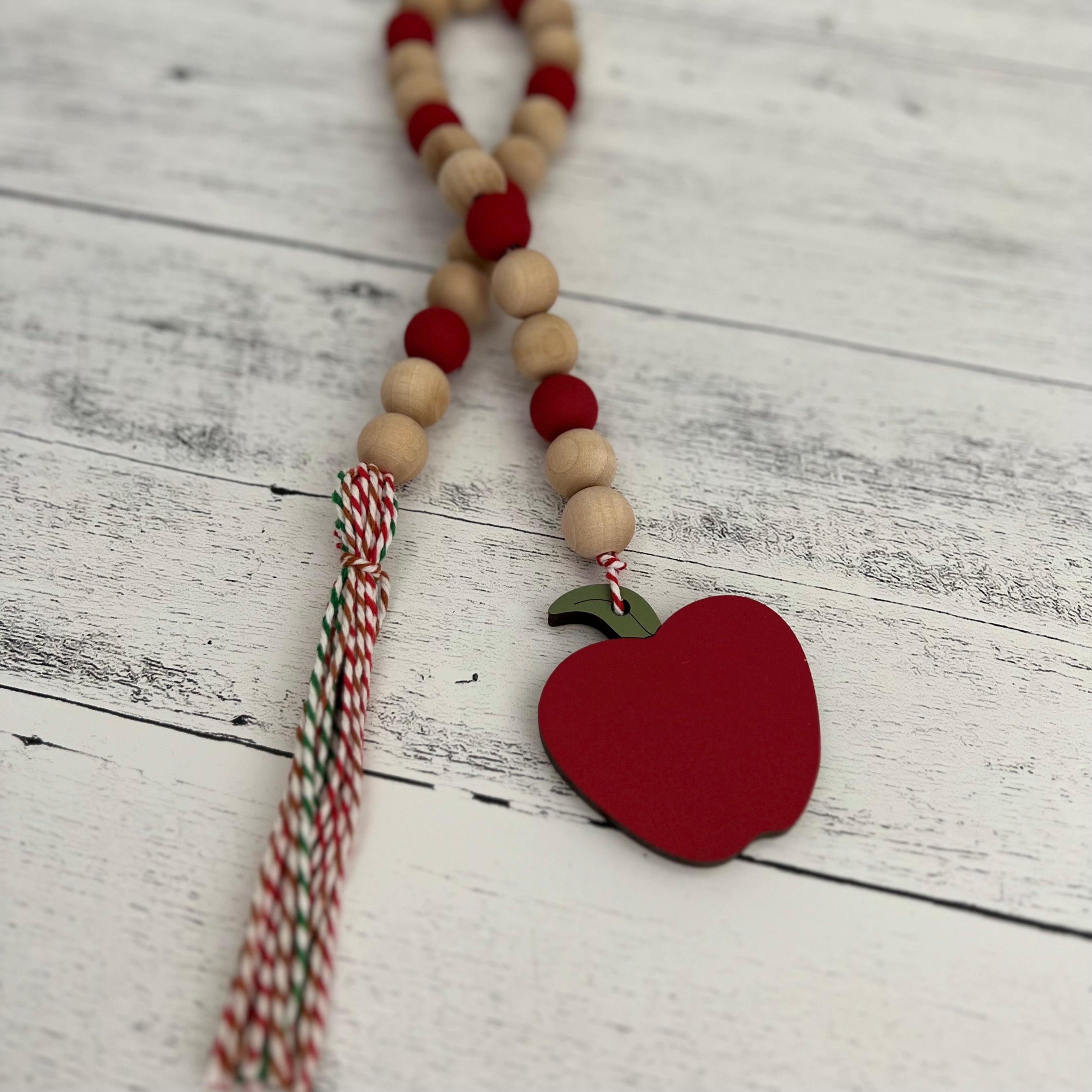 Apple Themed Wooden Bead Garland