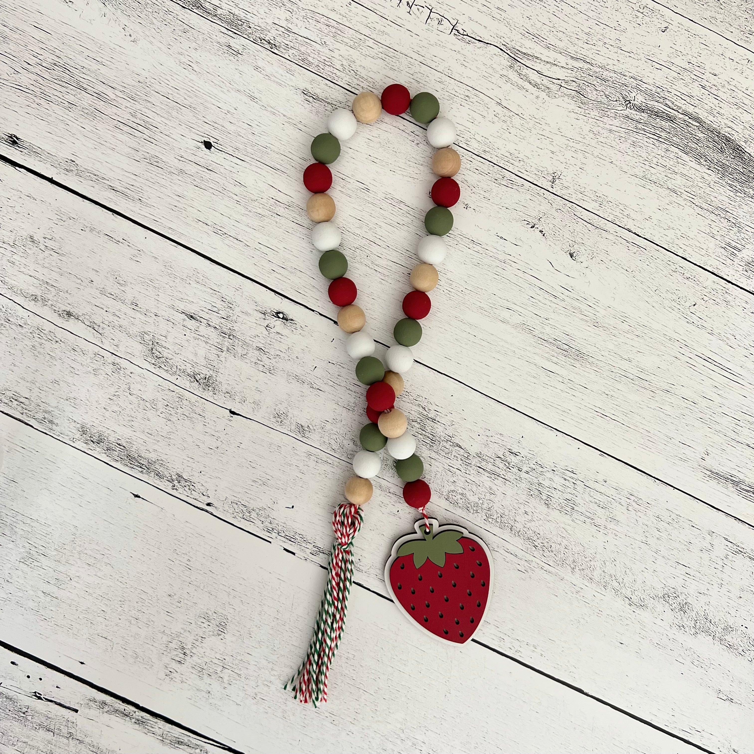 Strawberry Themed Wooden Bead Garland