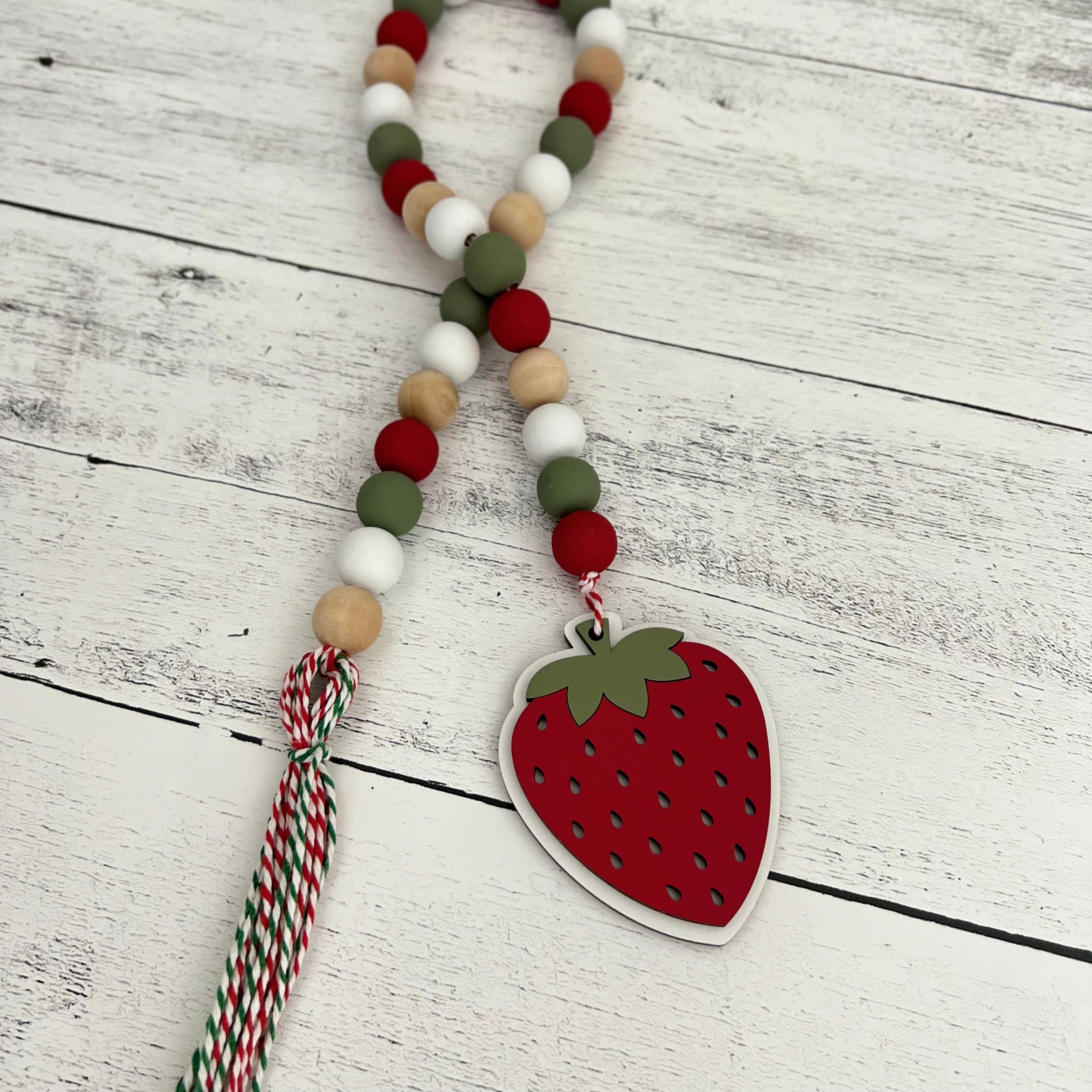 Strawberry Themed Wooden Bead Garland