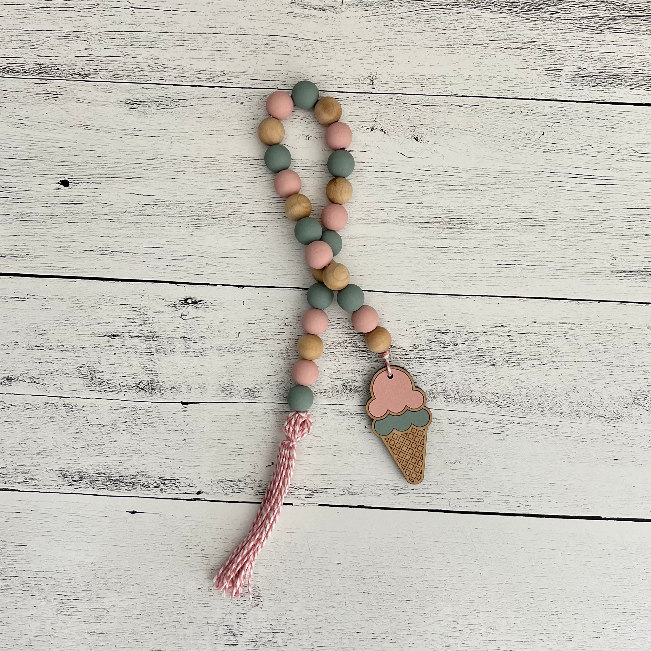 Ice Cream Themed Wooden Bead Garland