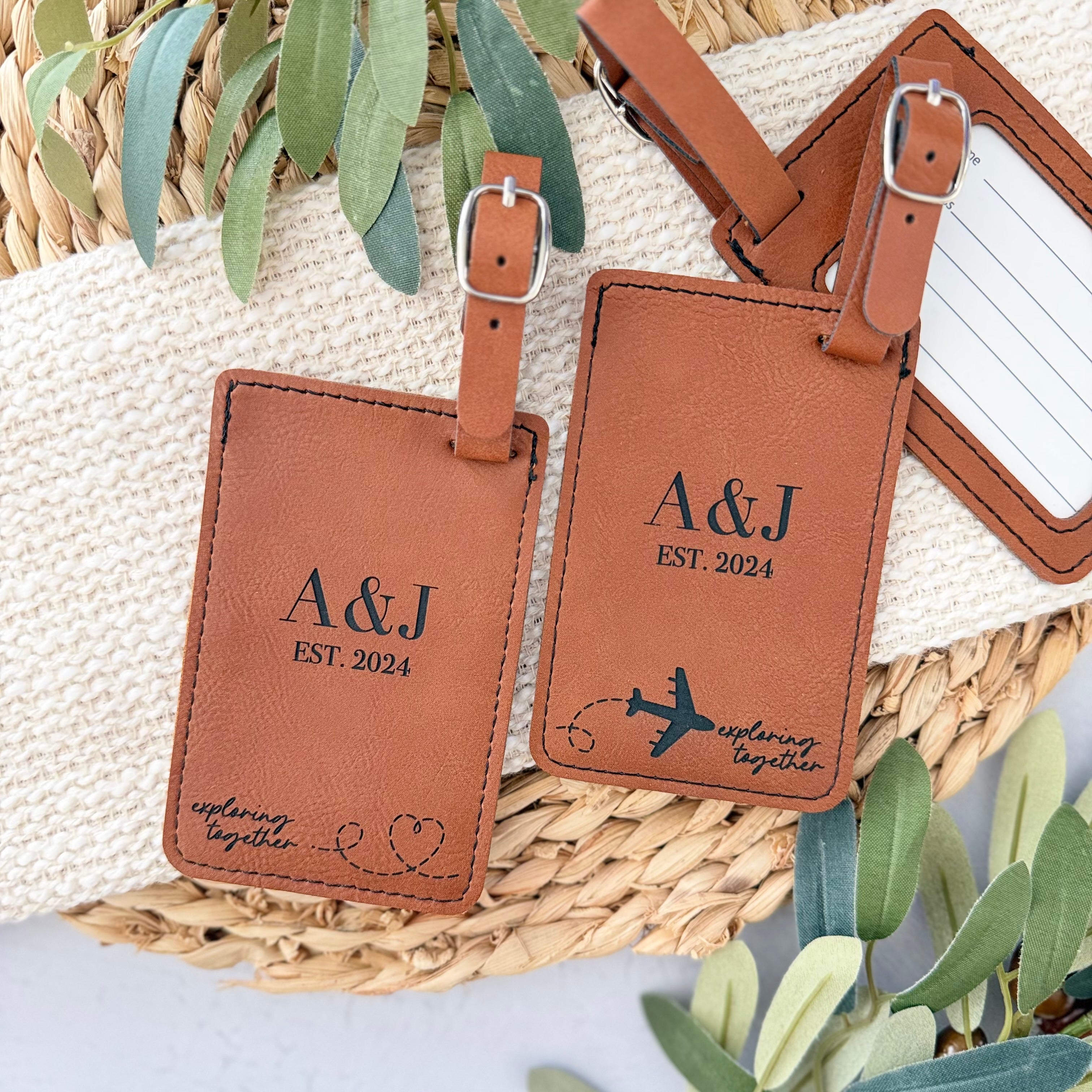Personalized Luggage Tag Set for Couples