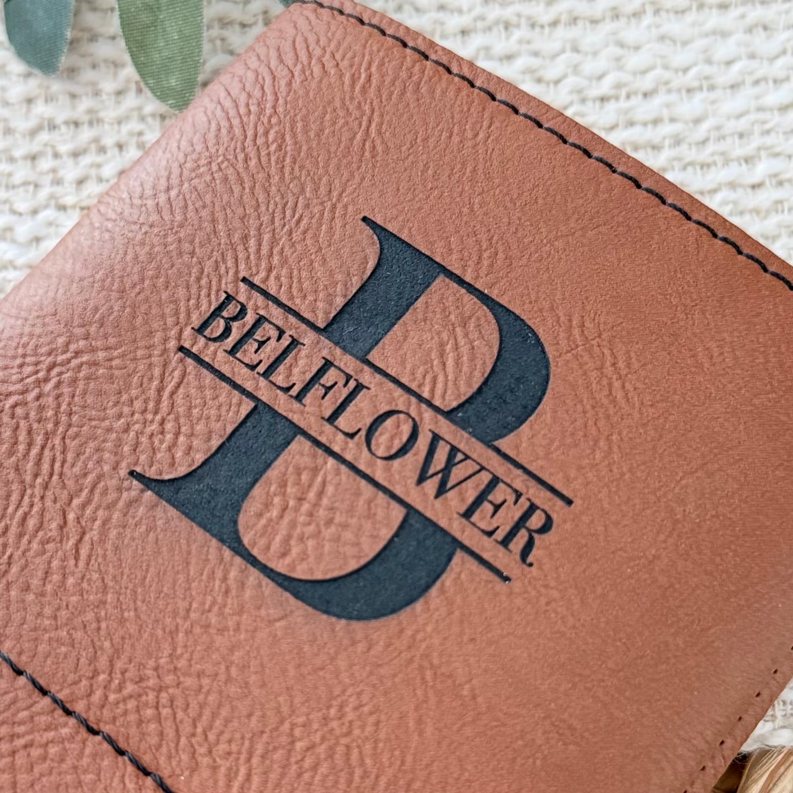 Personalized Leather Can Cooler | Monogram