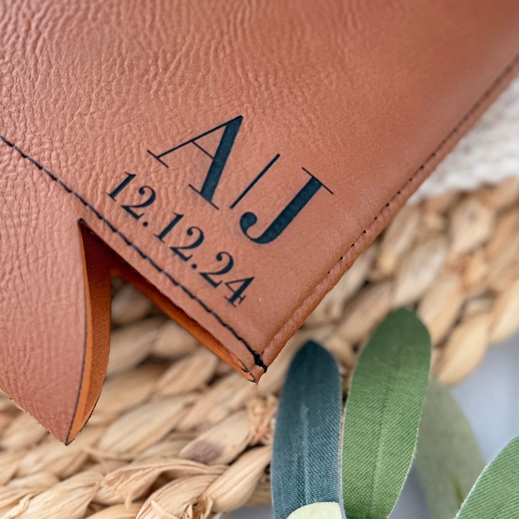 Personalized Leather Can Cooler | Initials & Date
