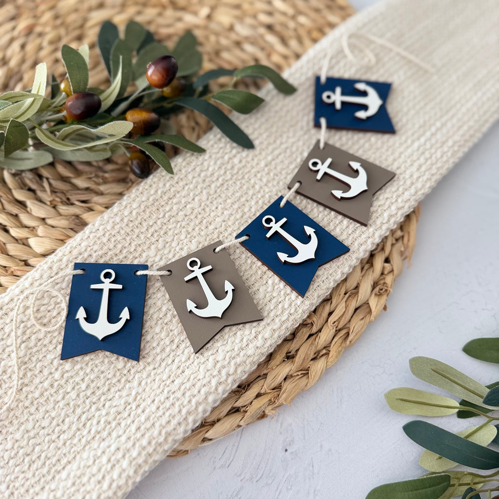 Nautical Anchor Mini Tiered Tray Banner