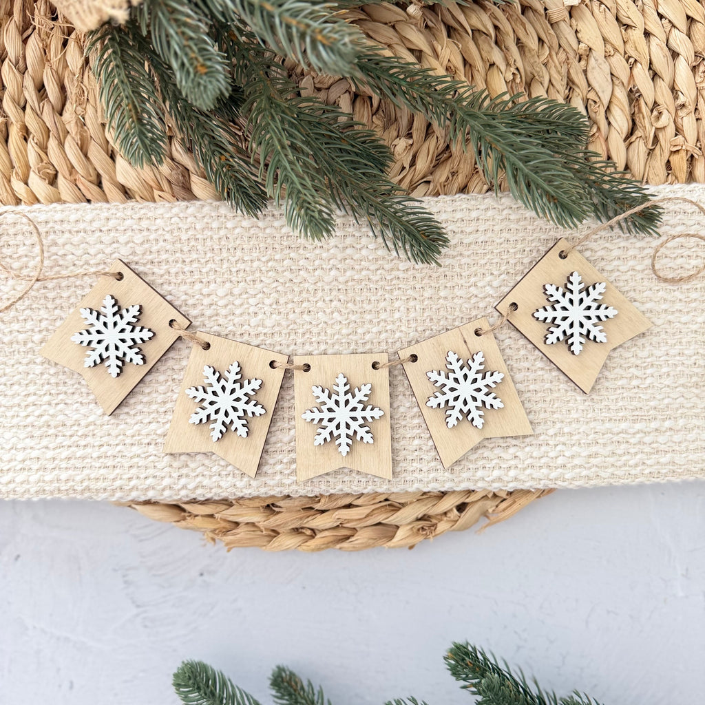 Neutral Snowflake Mini Tiered Tray Banner