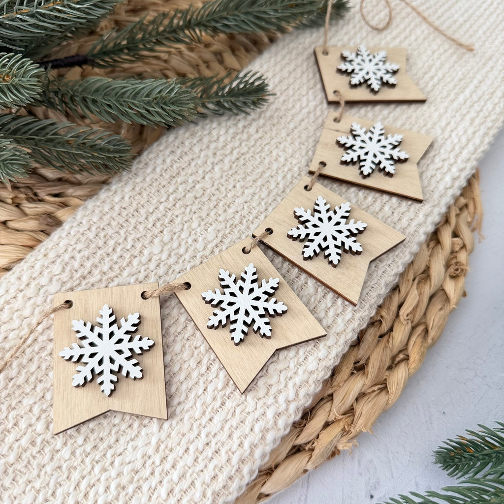 Neutral Snowflake Mini Tiered Tray Banner