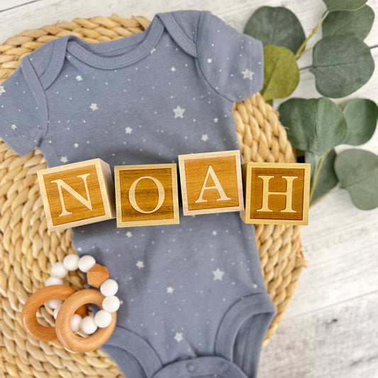 Personalized Wooden Blocks | Custom Engraved Name Blocks | Nursery Baby Name Wooden Blocks | Emboss