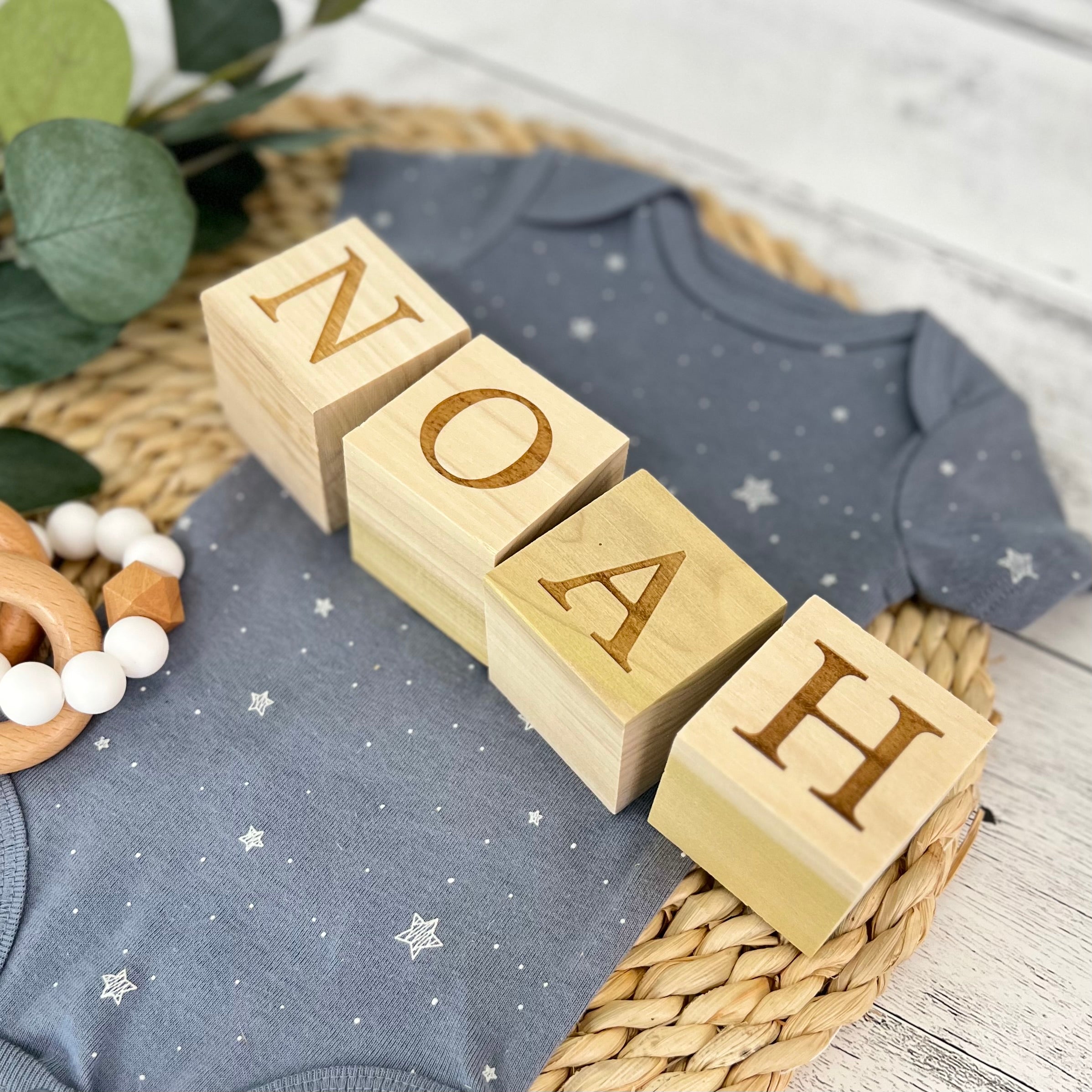 Personalized Wooden Blocks | Custom Engraved Name Blocks | Nursery Baby Name Wooden Blocks | Standard