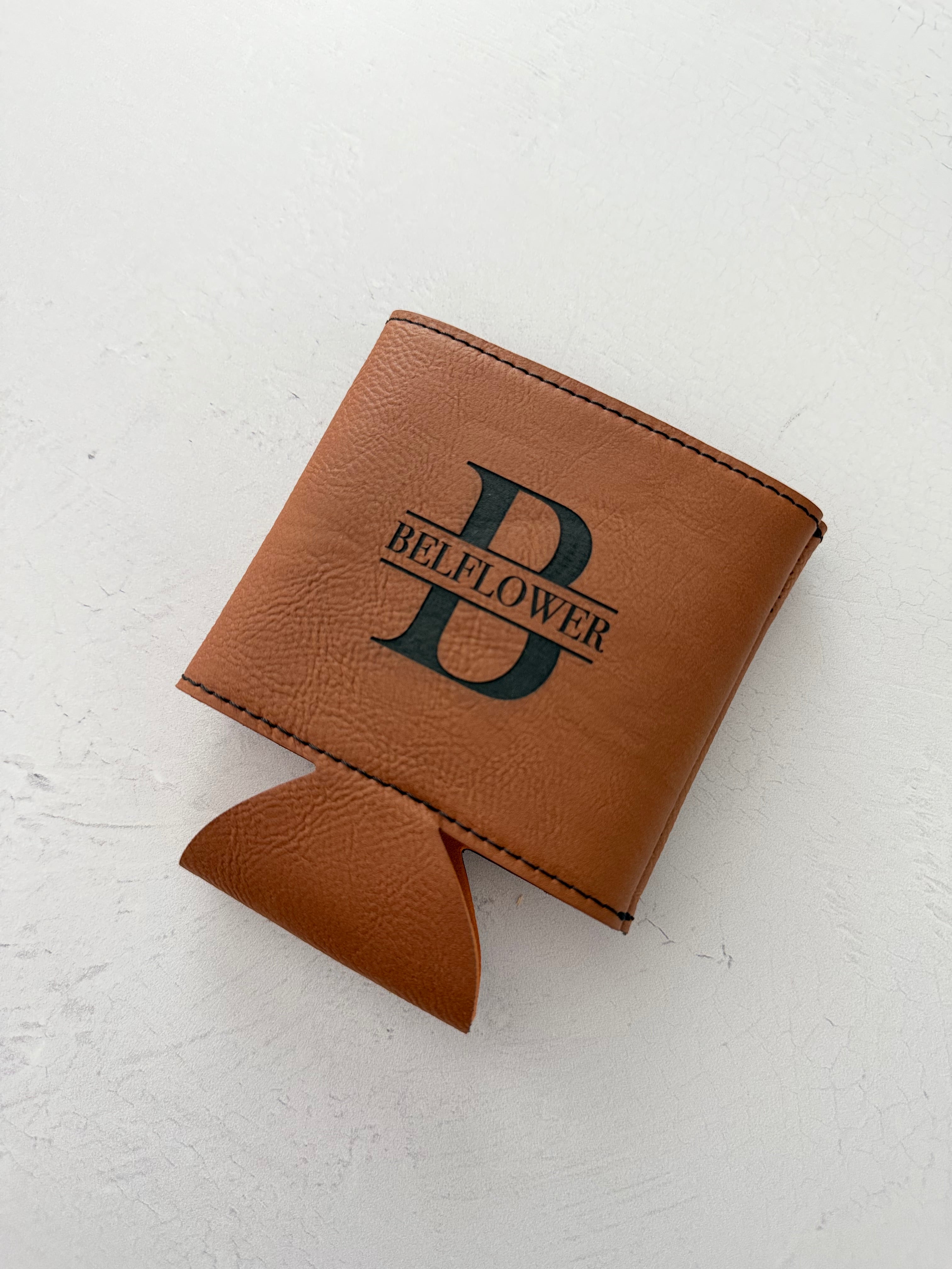 Personalized Leather Can Cooler | Monogram