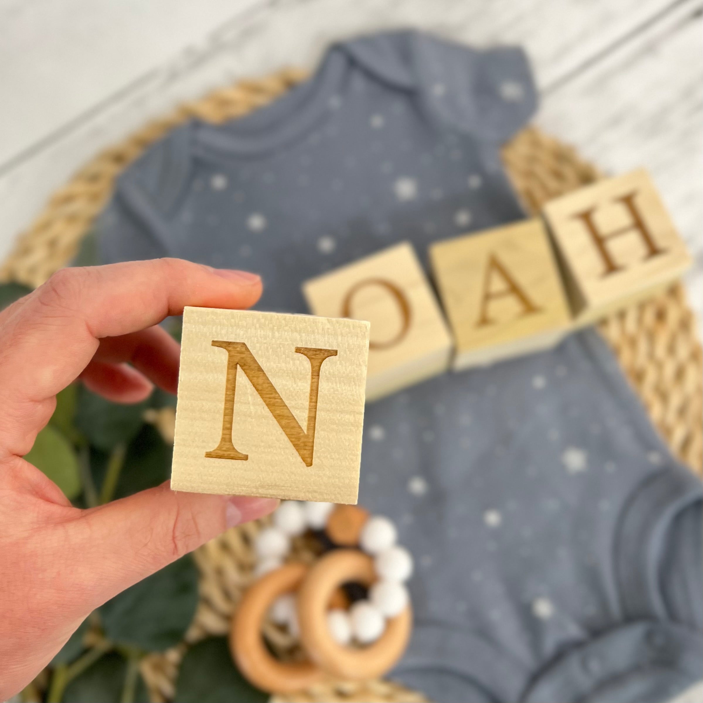 Personalized Wooden Blocks | Custom Engraved Name Blocks | Nursery Baby Name Wooden Blocks | Standard
