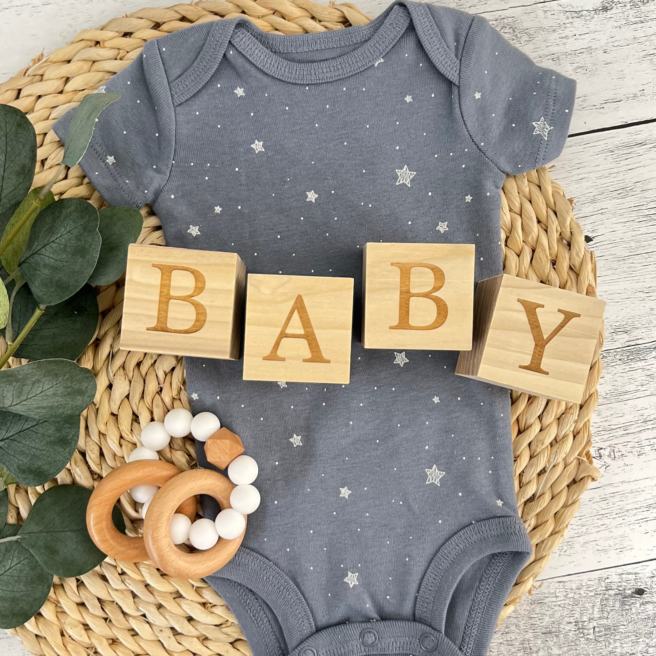 Personalized Wooden Blocks | Custom Engraved Name Blocks | Nursery Baby Name Wooden Blocks | Standard