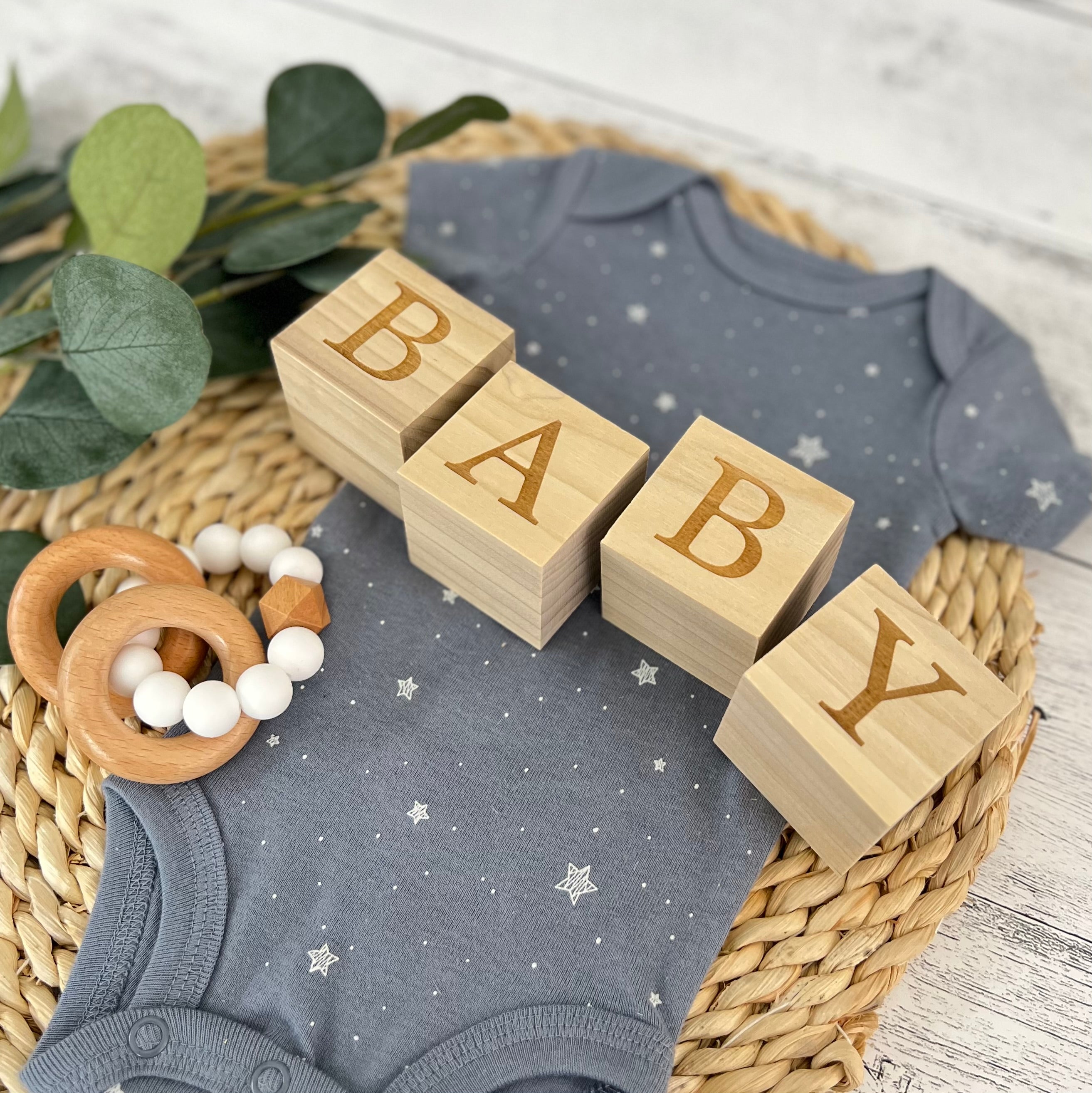 Personalized Wooden Blocks | Custom Engraved Name Blocks | Nursery Baby Name Wooden Blocks | Standard