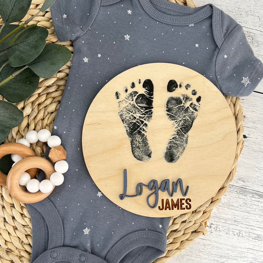 Baby Footprint Sign | Baby Announcement Sign | Newborn Footprint Name Sign For Hospital