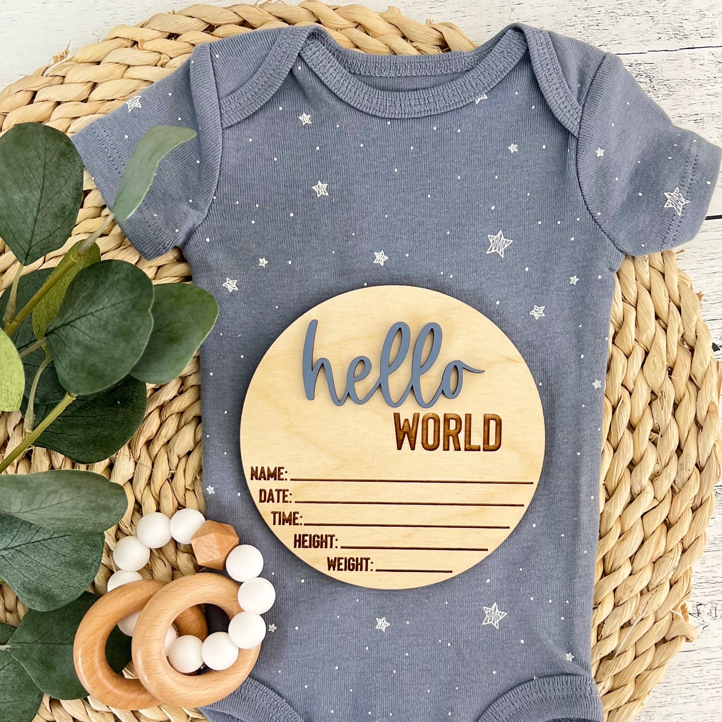 Baby Birth Stat Sign | Baby Photo Prop | Custom Hello World Baby Sign