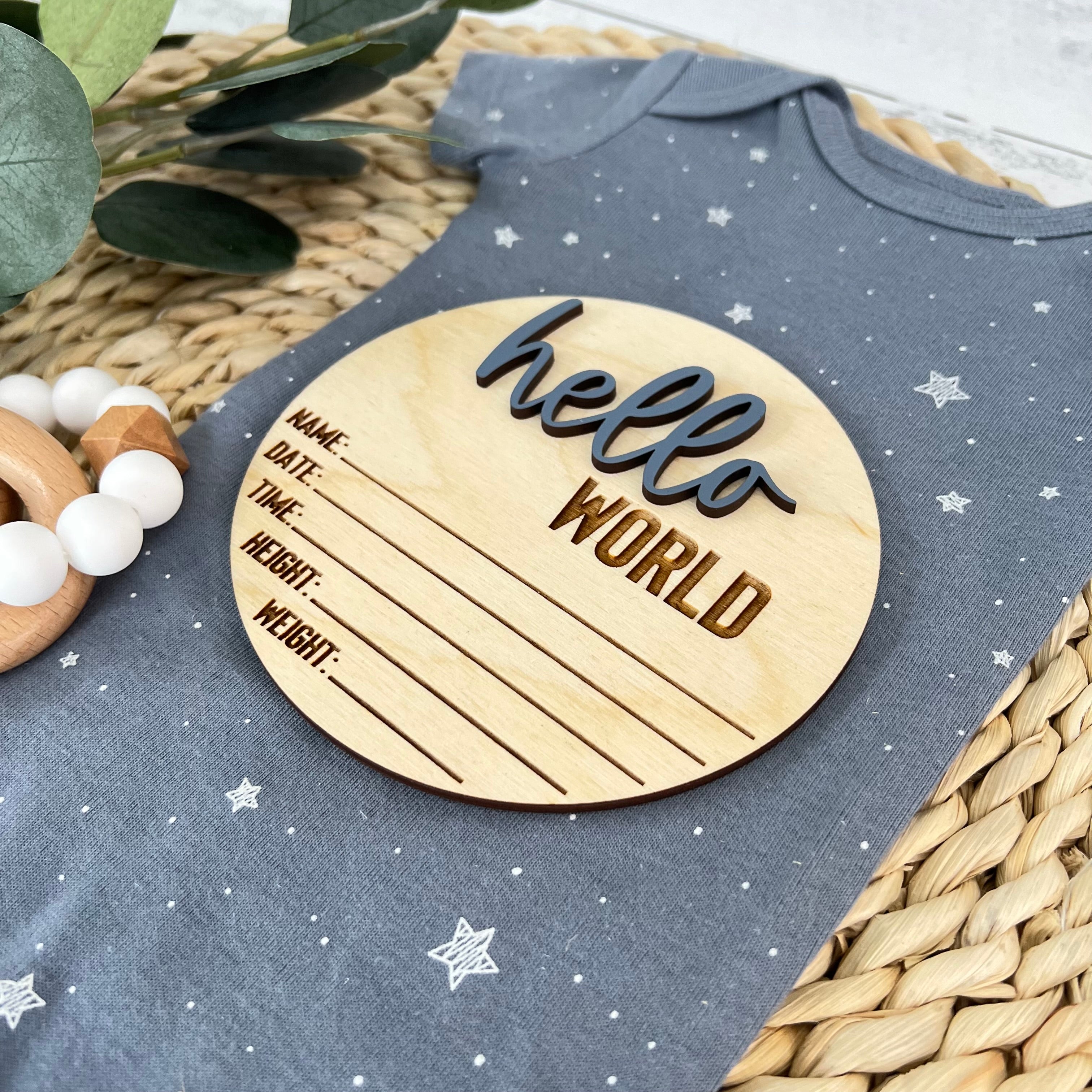Baby Birth Stat Sign | Baby Photo Prop | Custom Hello World Baby Sign