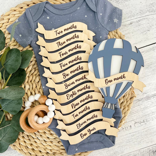 Hot Air Balloon Baby Monthly Milestone Set