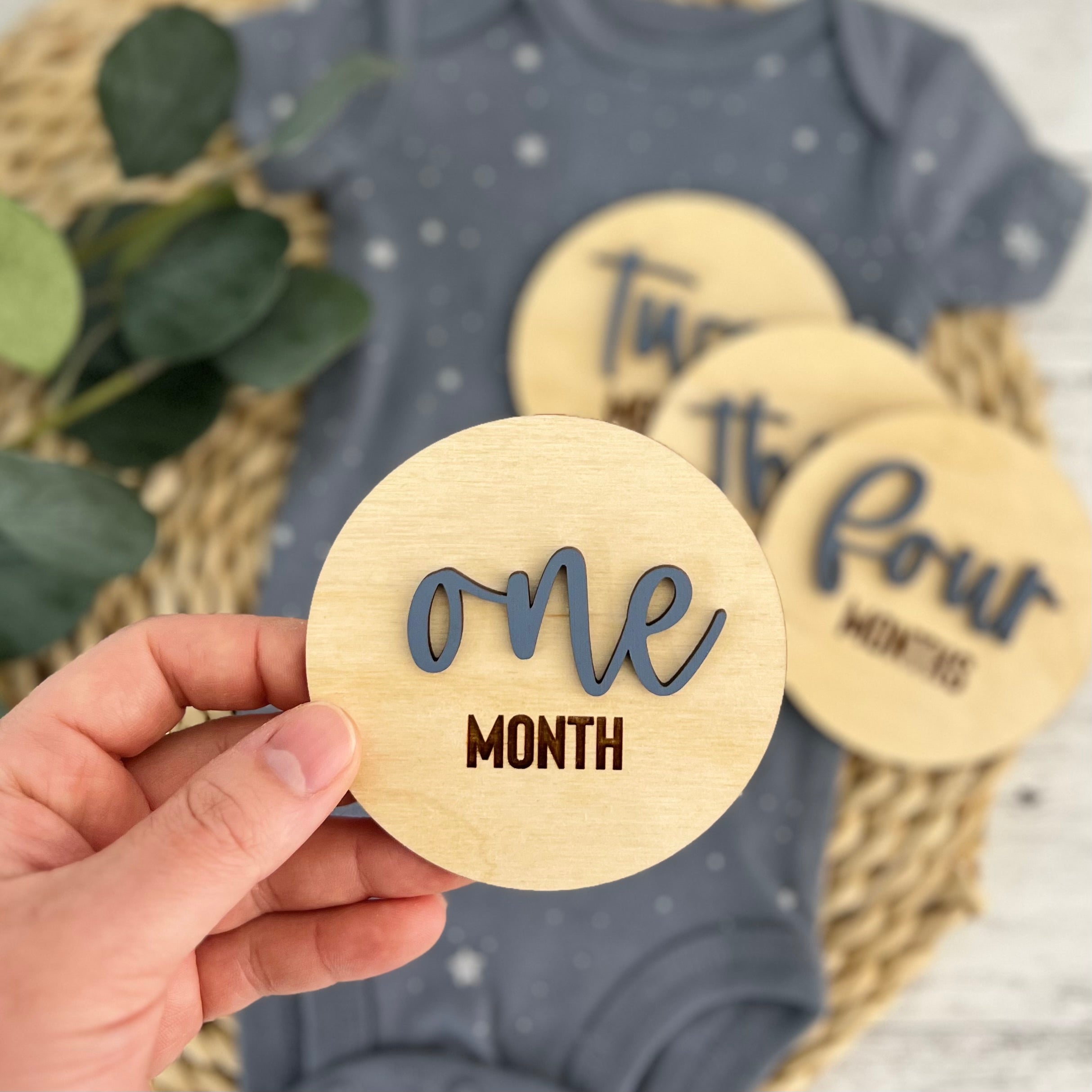 Wooden Baby Monthly Milestone Disc Set | Color