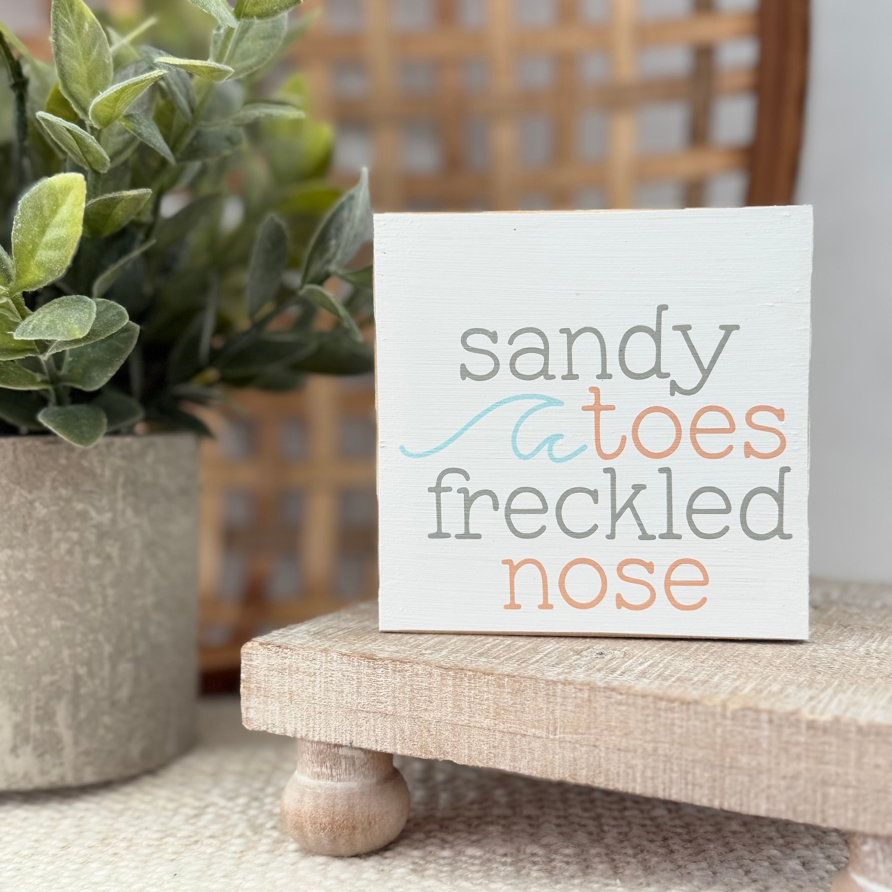 Sandy Toes Freckled Nose Wood Block Sign