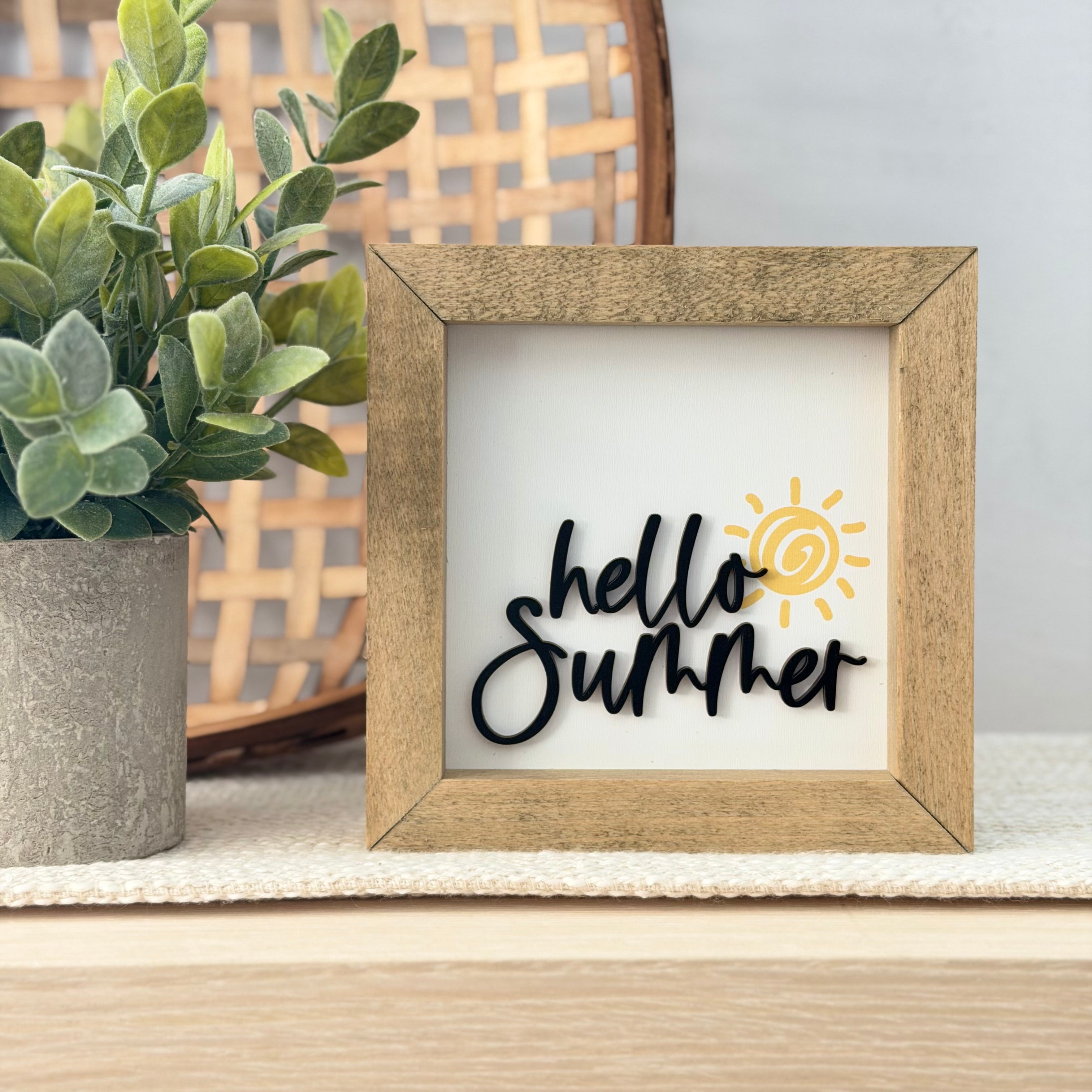 Hello Summer Wooden Framed Sign
