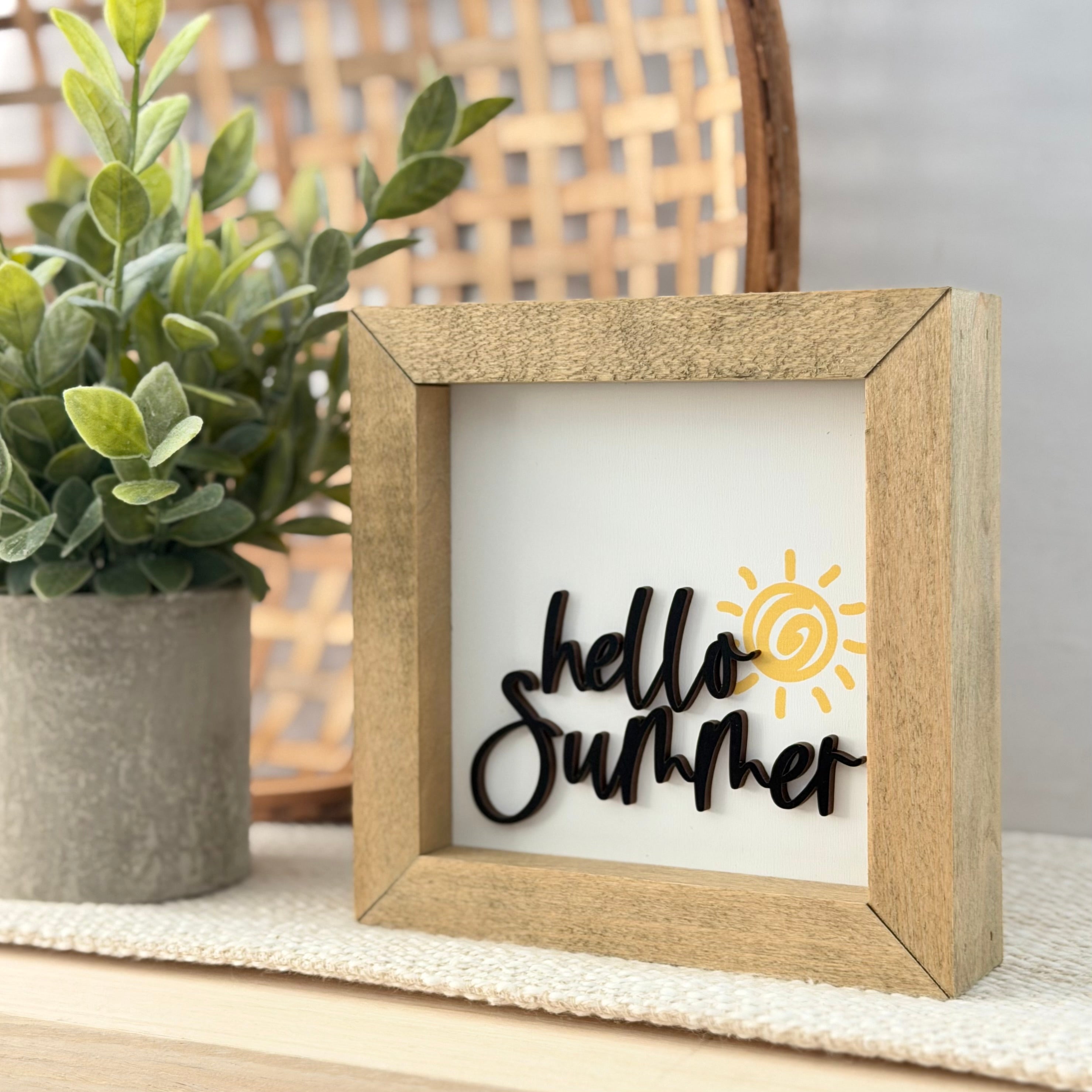 Hello Summer Wooden Framed Sign